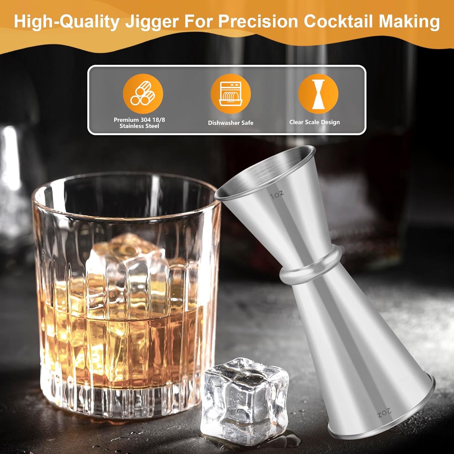 Lexenic 2oz 1oz Premium Japanese Jigger with 7 Measurements 1oz*2oz, Pack 1