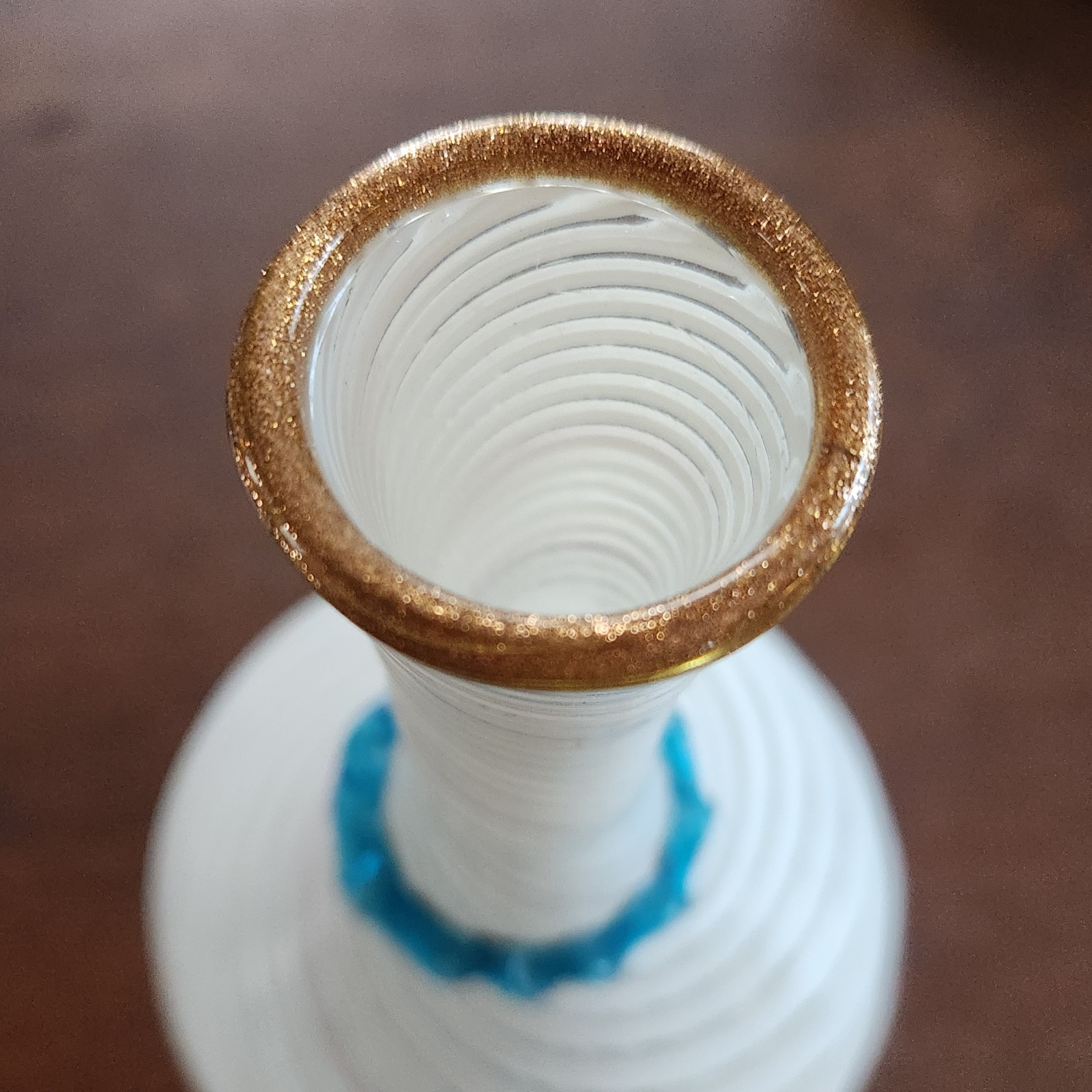 Italian Salviati Vetro a Fili Swirl Blue Rigaree Genie Bottle Decanter 2 Goblets