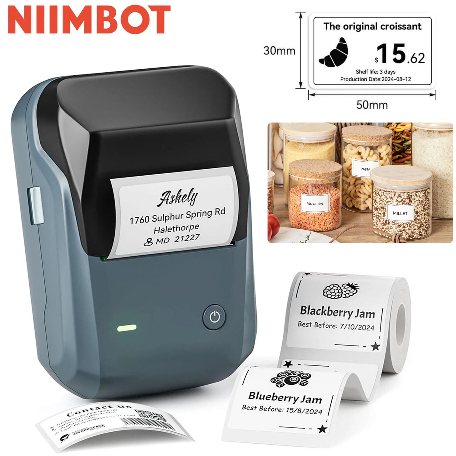 NIIMBOT B1 Label Maker Machine with Tape Portable Bluetooth Thermal Printer