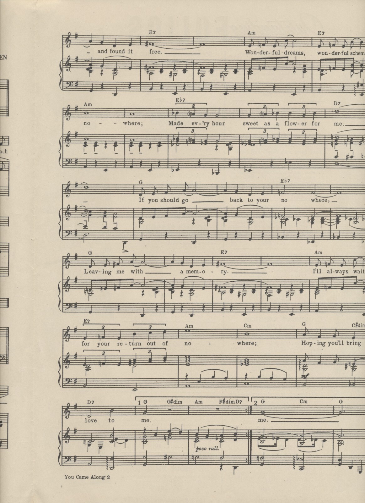 You Came Along (From Out of Nowhere) 1931 Vintage Sheet Music Paramount Famous