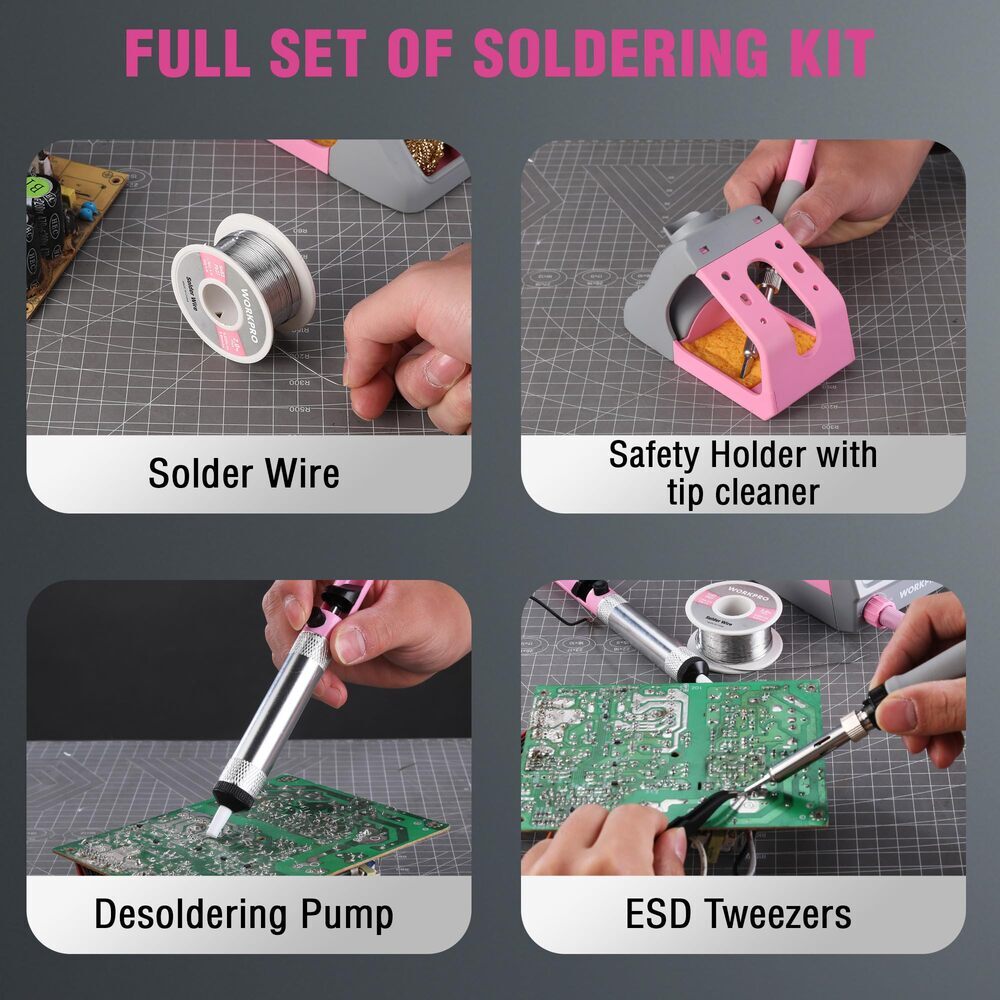 WORKPRO 60W Soldering Iron Kit Digital Display Soldering Station for Repair USA