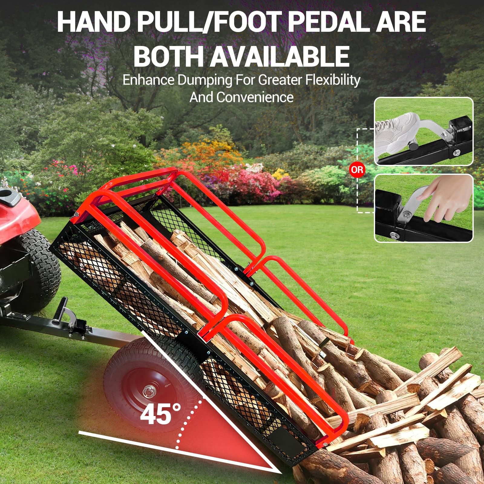 1500 lbs Dump Cart 15 Cubic Feet Garden Utility Trailer with Removable Sides