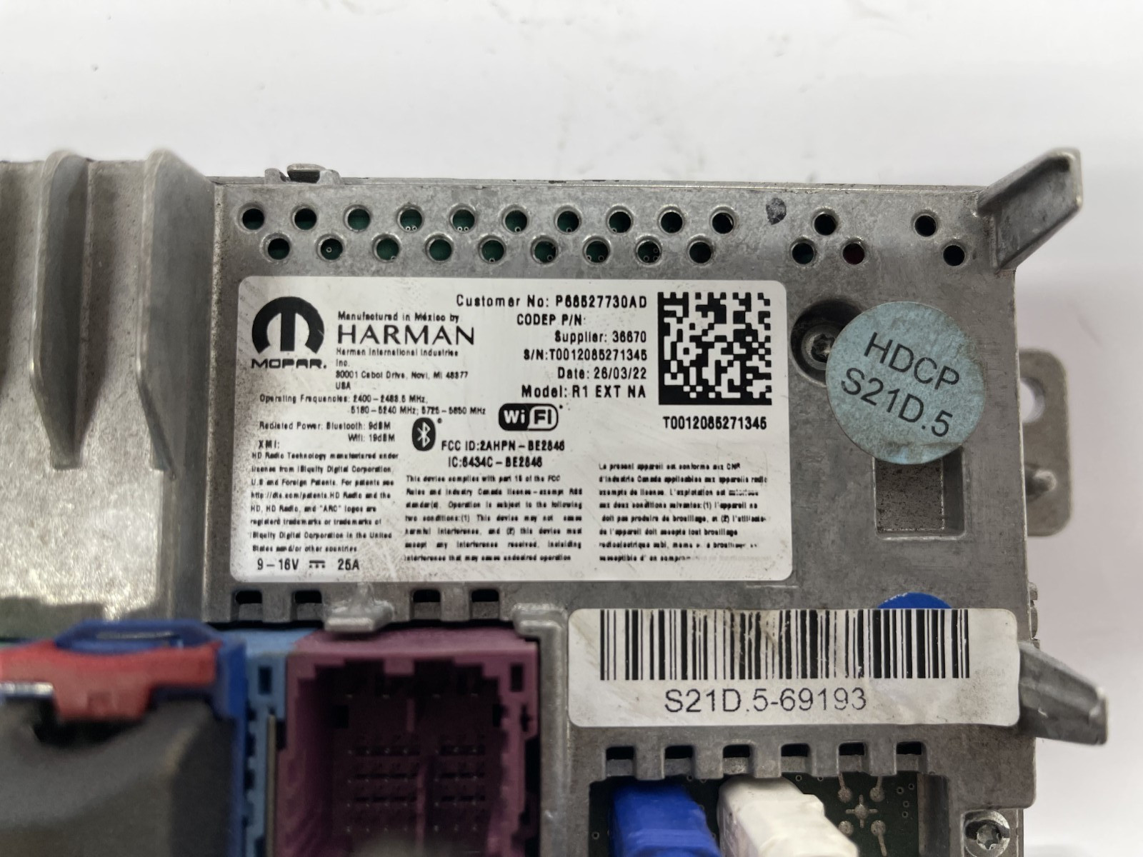 Radio Receiver OEM 68527730 2022-2024 Jeep Grand Cherokee / Wagoneer