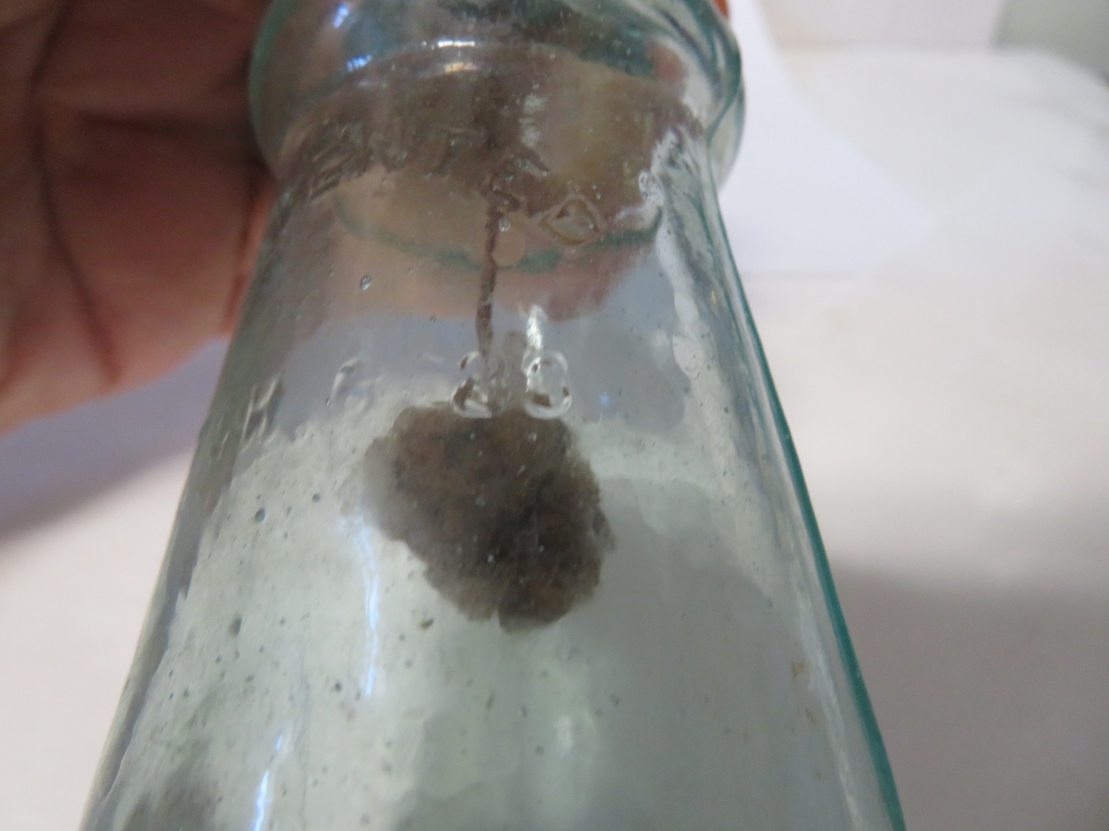 Antique PATENTED MARCH 6 1883, S. M. BIXBY & CO, AQUA BLUE 4" BOTTLE