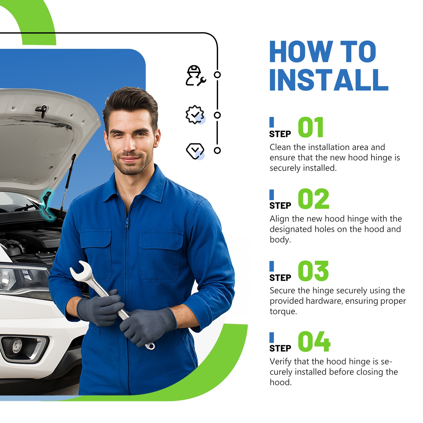 Hood Hinges Pair Driver & Passenger Side For 2015-2022 Chevy Colorado GMC Canyon