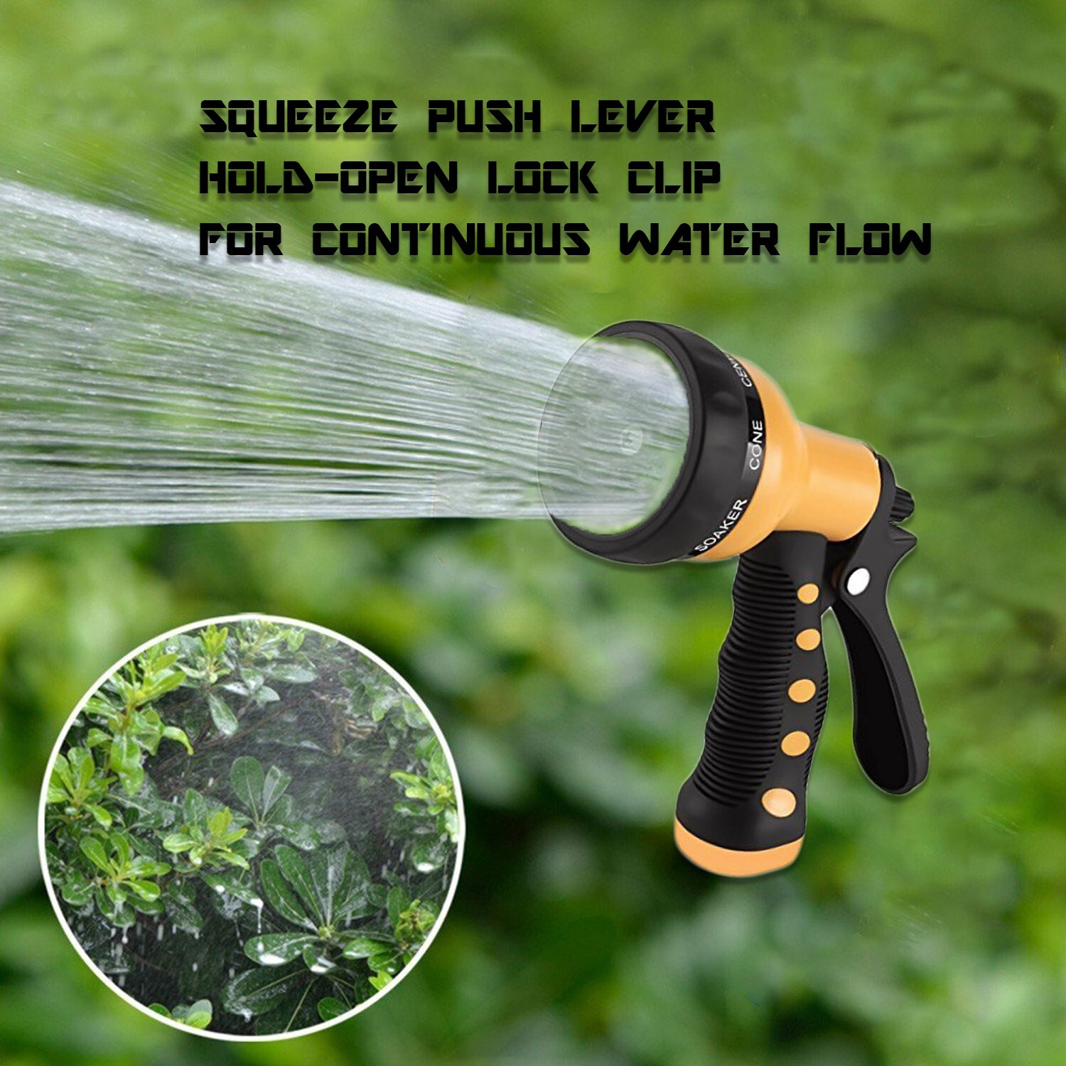 Heavy Duty Garden Hose Nozzle – 7 Spray Patterns, Leakproof, Car, Lawn, Pets