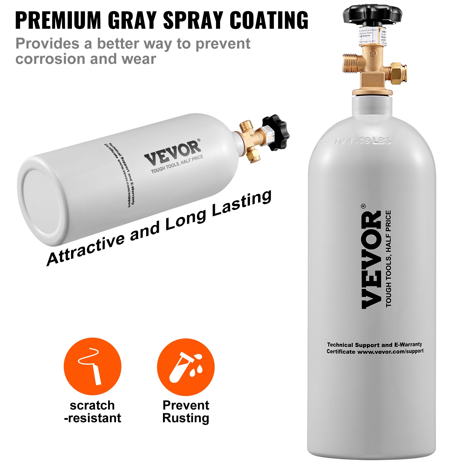 VEVOR 5 Lbs CO2 Tank Aluminum Gas Cylinder with CGA320 Valve For Draft Soda Beer