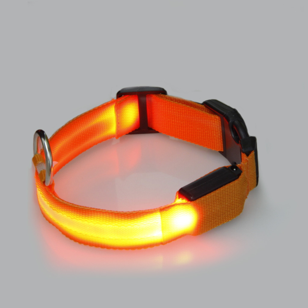 RECHARGEABLE USB LED Dog Pet Light Up Safety Collar Night Glow Adjustable Bright