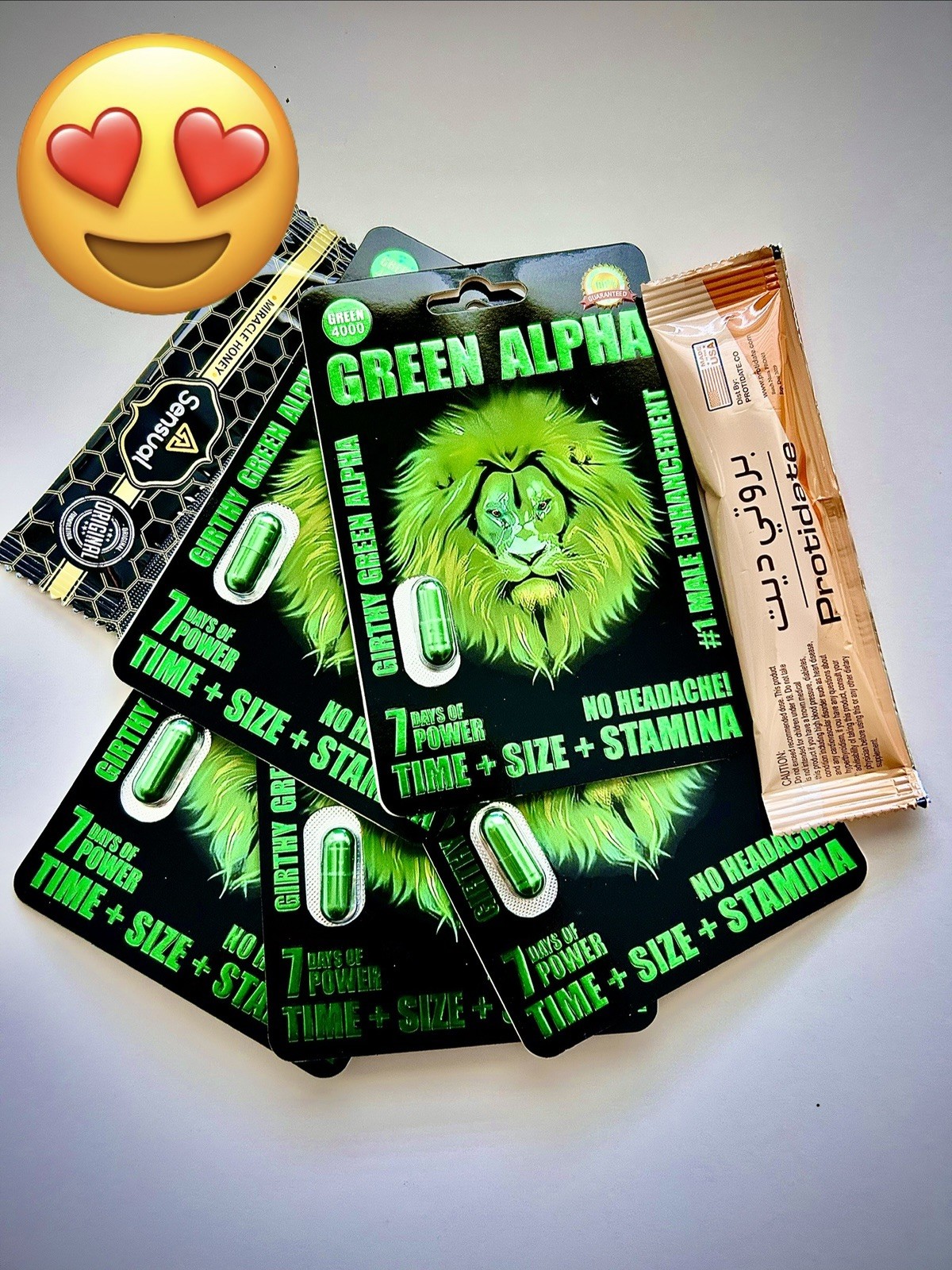 Green Alpha 4000 Mens Sex Enhancer Pills, 5 Packs + Free Samples