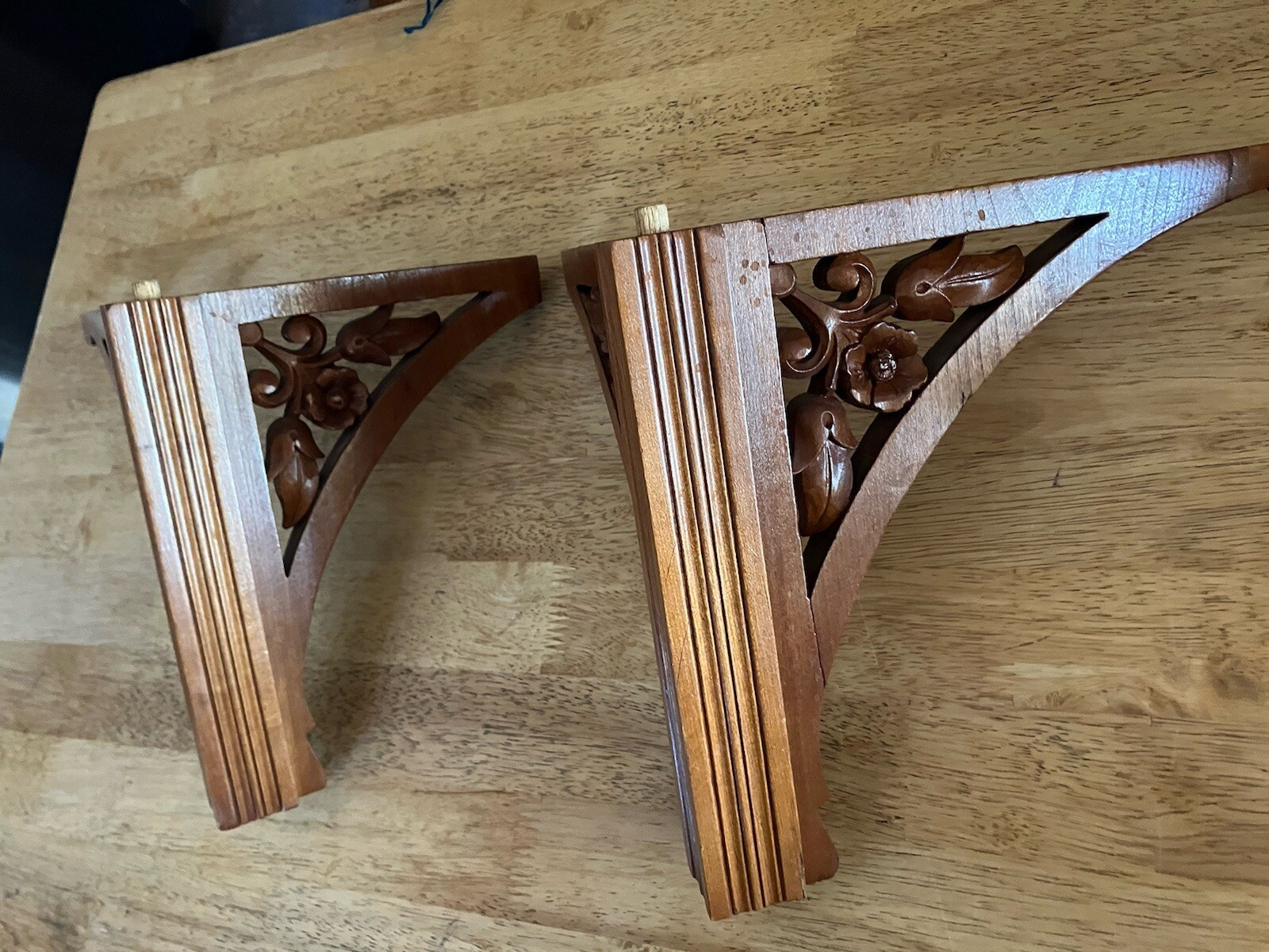 Carved Wooden Bracket Corner Piece Set Victorian Furniture Architectural Salvage