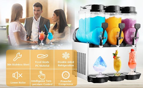 TECSPACE Commercial 1/2/3 Tank 15/30/45L Frozen Drink Slushy Making Machine