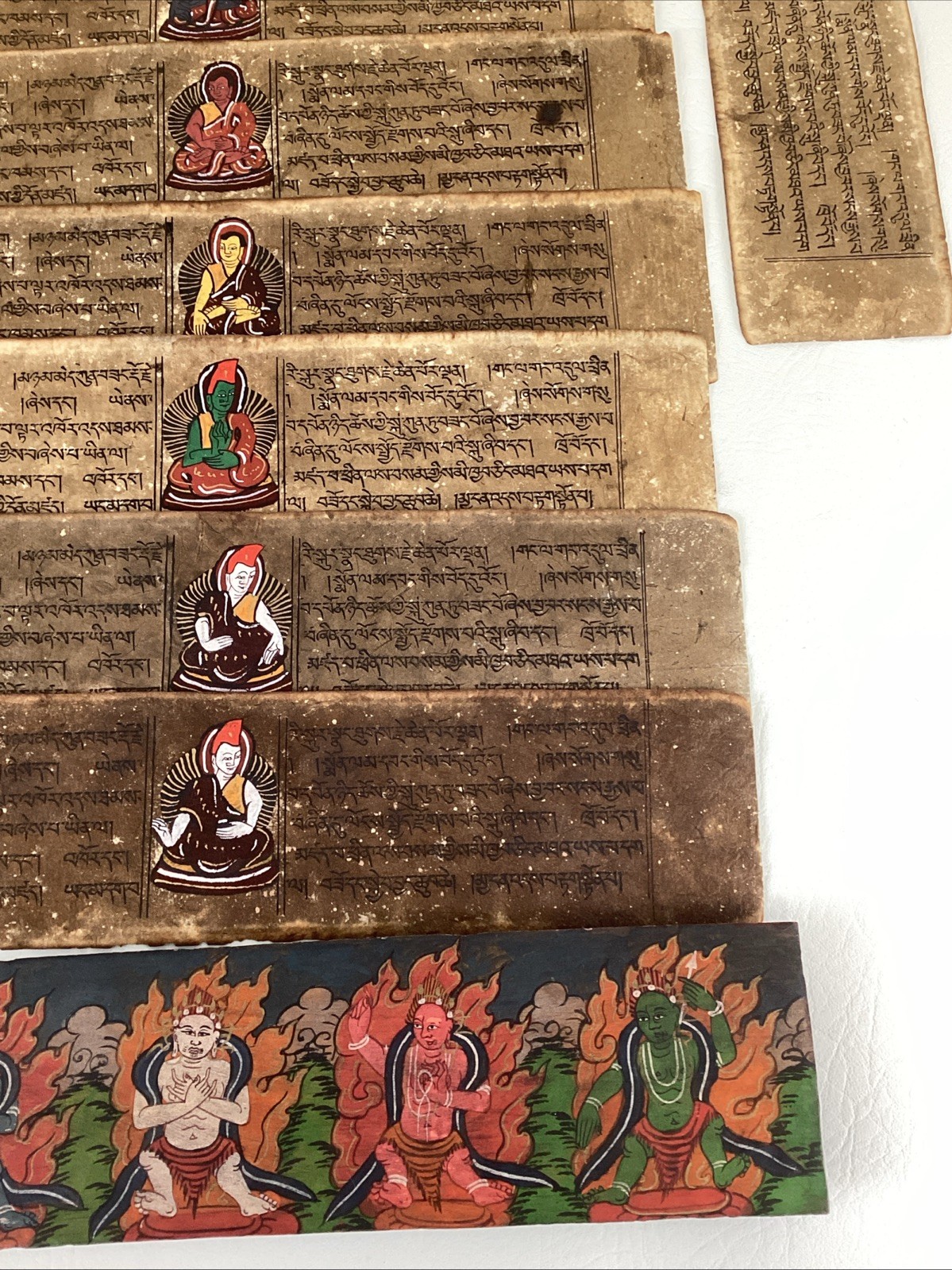 Antique Tibetan Buddhist Manuscript (Pecha) Handwritten Script Loose-Leaf Wooden
