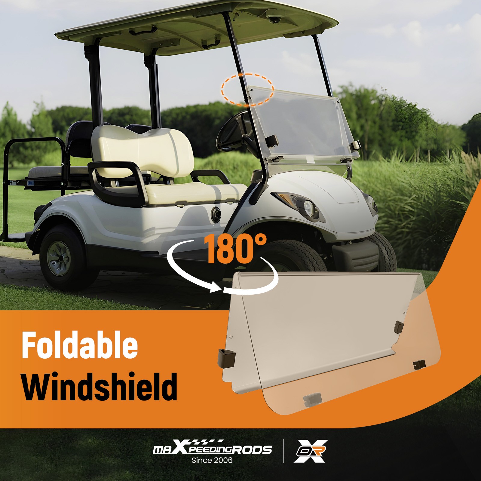Tinted Folding Windshield Windscreen for Club Car DS Golf Cart 1982-2000.5 Gas