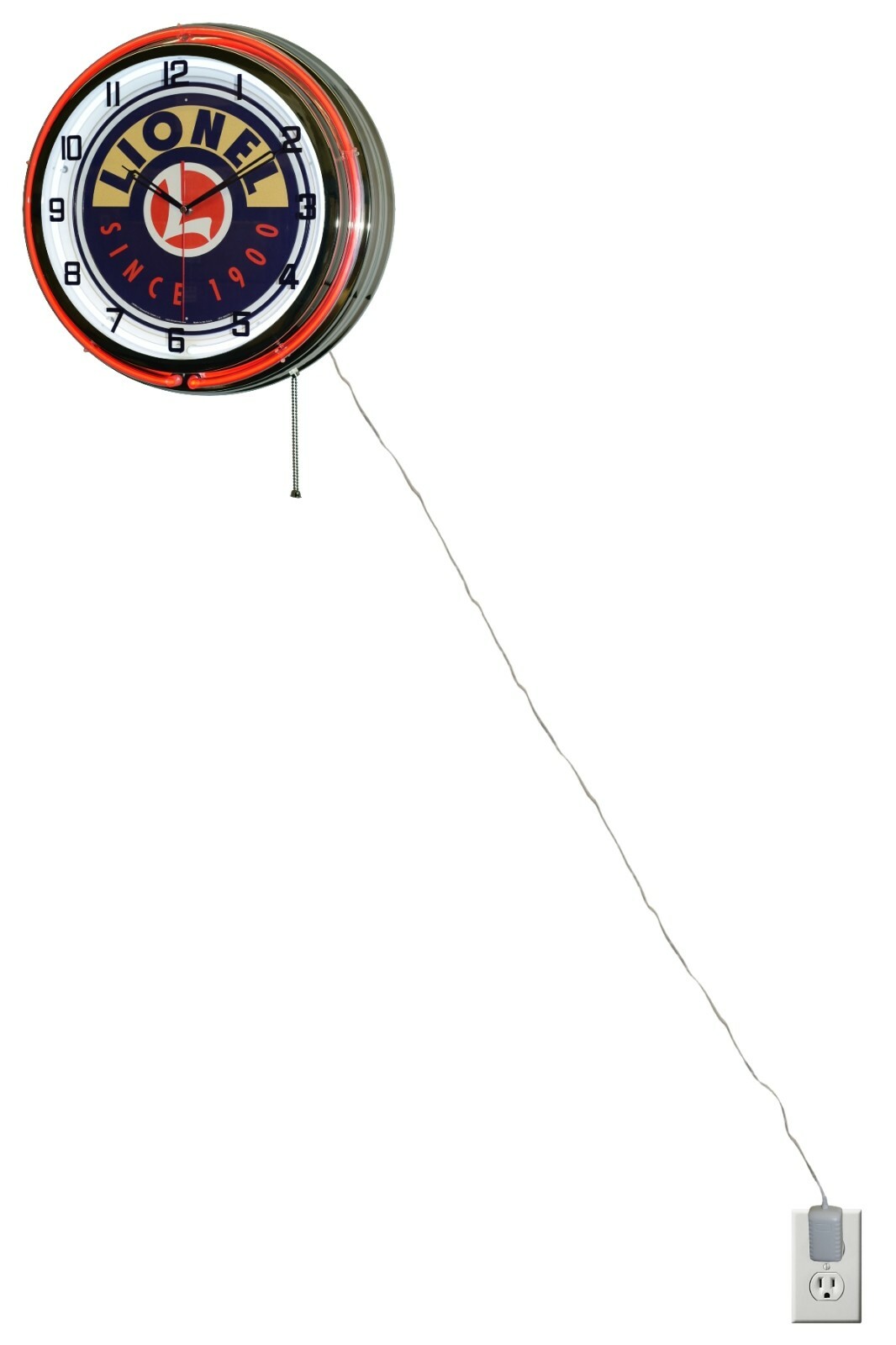 19" Lionel Trains Since 1900 Sign Double Neon Clock Game Room Decor (Orange)