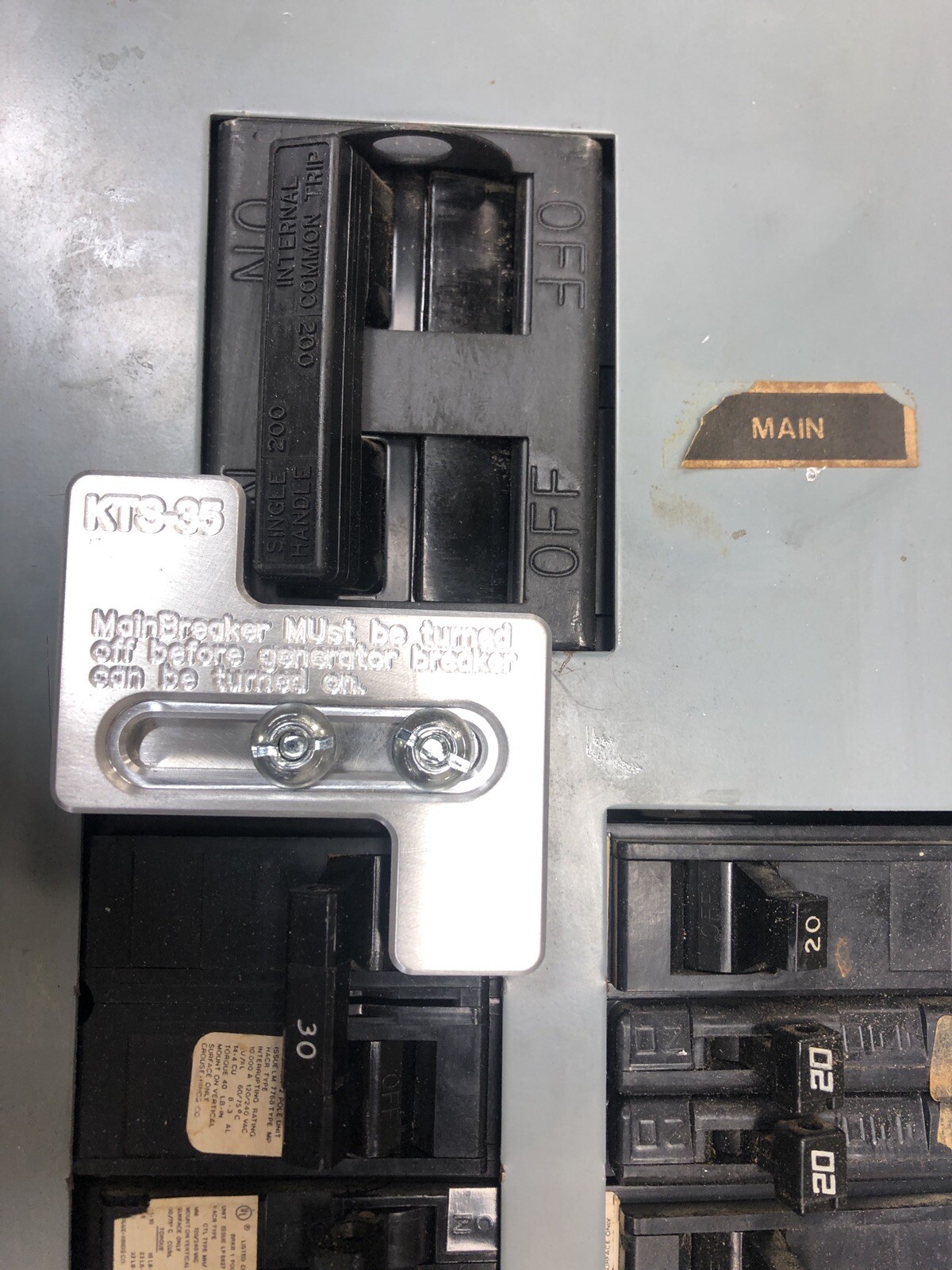 Generator Interlock Kit , Challenger 200 Amp Panel,Westinghouse 200 amp panel