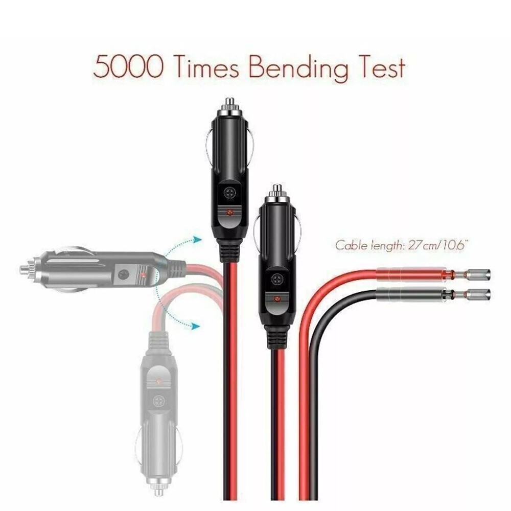 12V ~ 24V Fused Male Car Cigarette Lighter Socket Plug Connector Cable