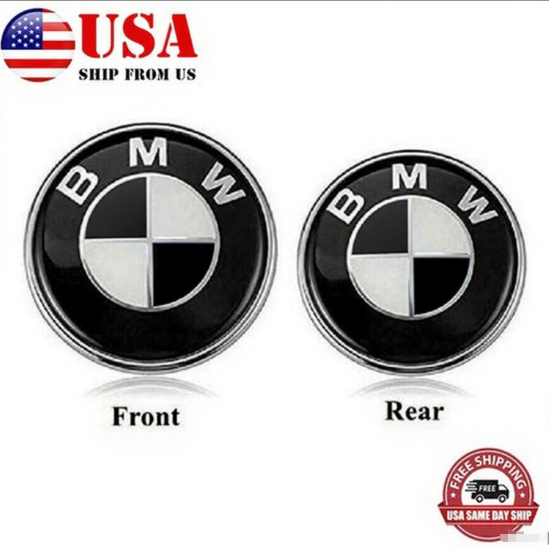 2 Set Front Hood+Rear Trunk (82mm+74mm) BMW Badge L-ogo Emblem OEM 51148132375