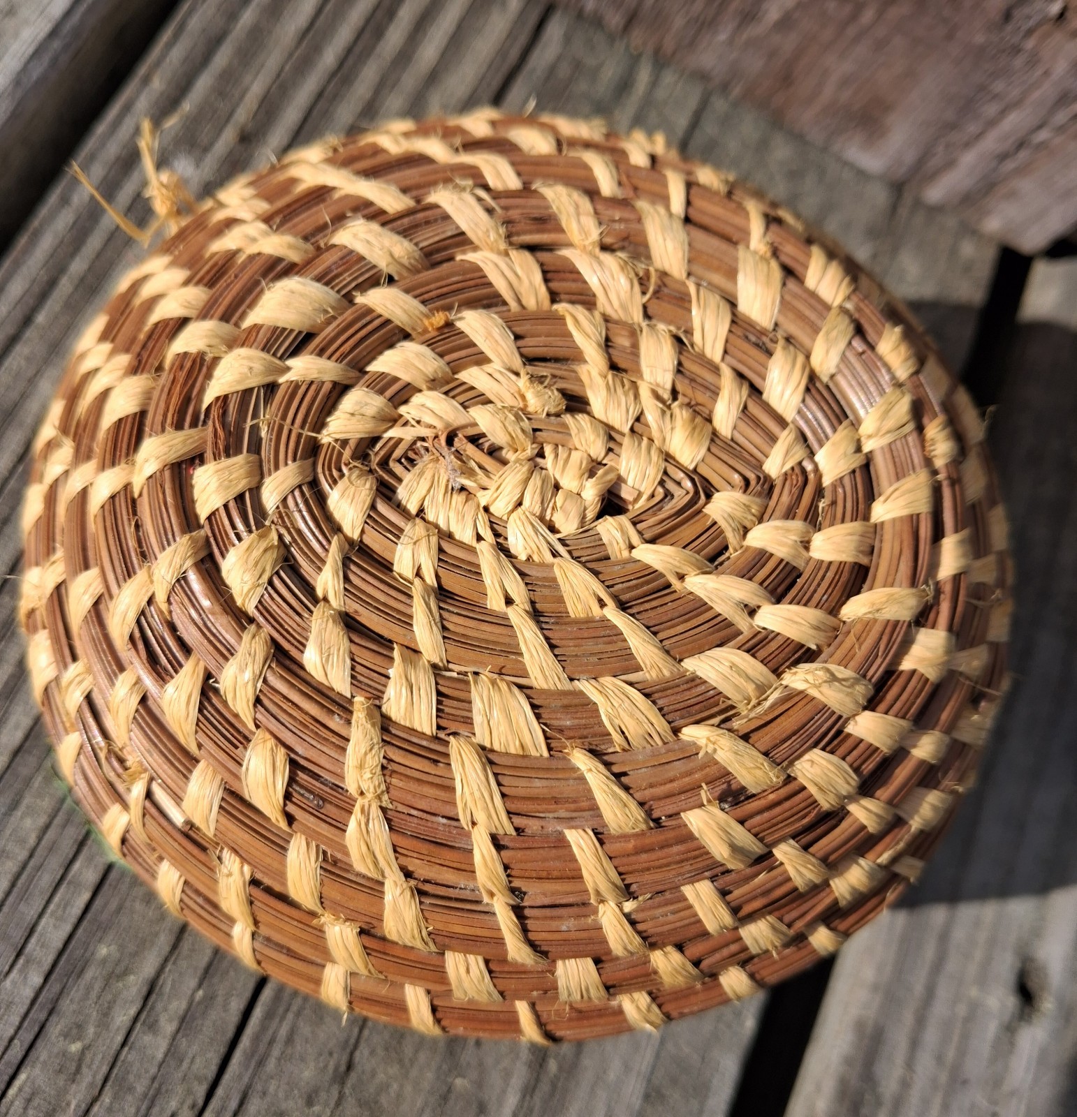 Authentic Vintage Koasati Coushatta Handmade Pine Needle Basket