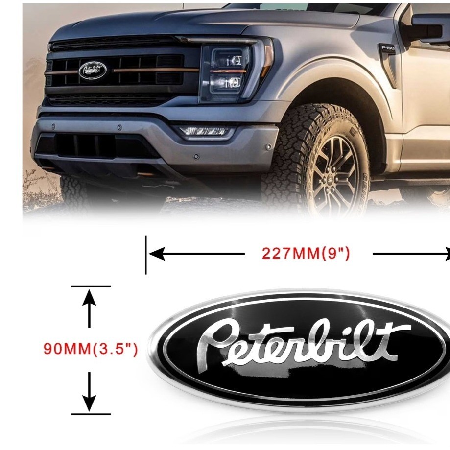 Peterbilt Emblem for Ford F150 Black Silver Grille Tailgate Badge NEW