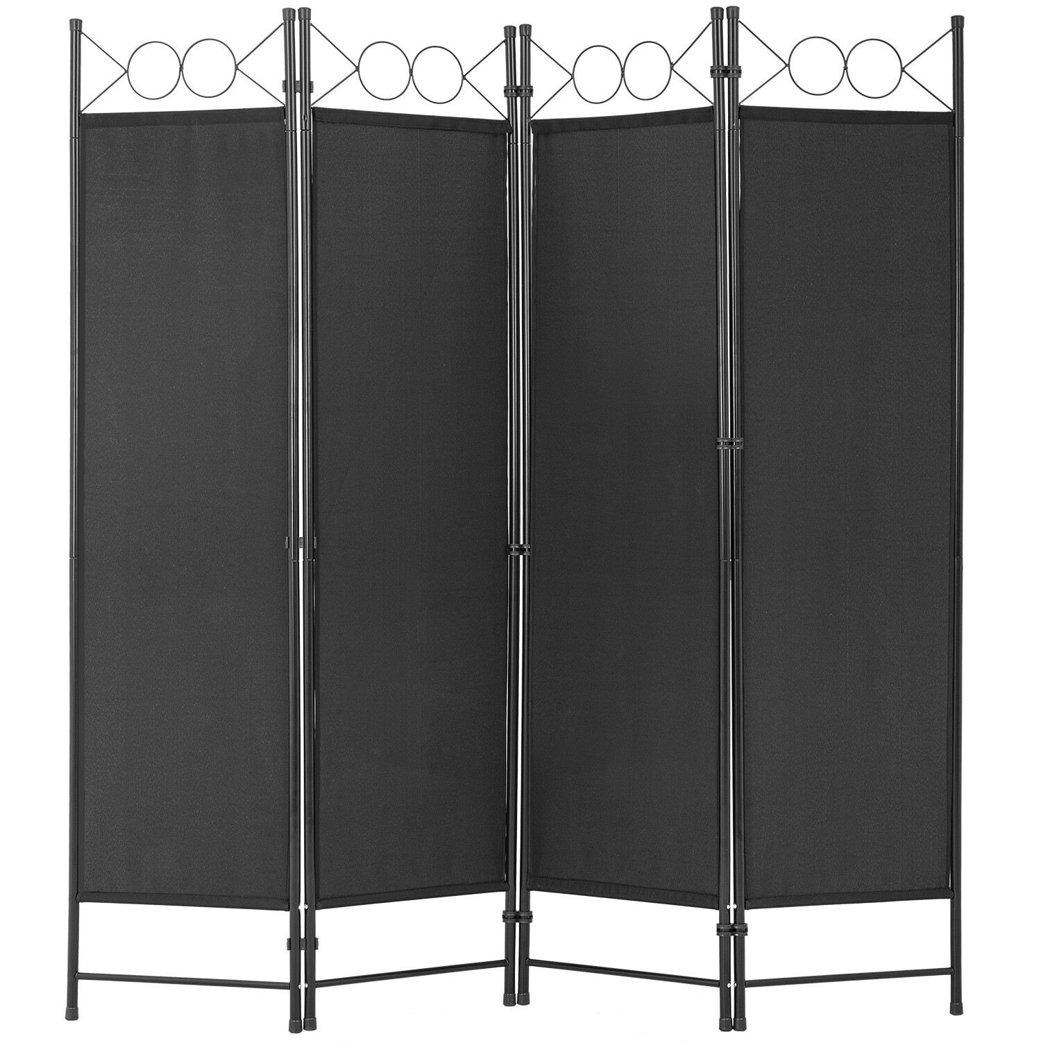 4 Panel Room Divider 6.8FT Steel Frame Screen Folding Privacy Divider Freestand
