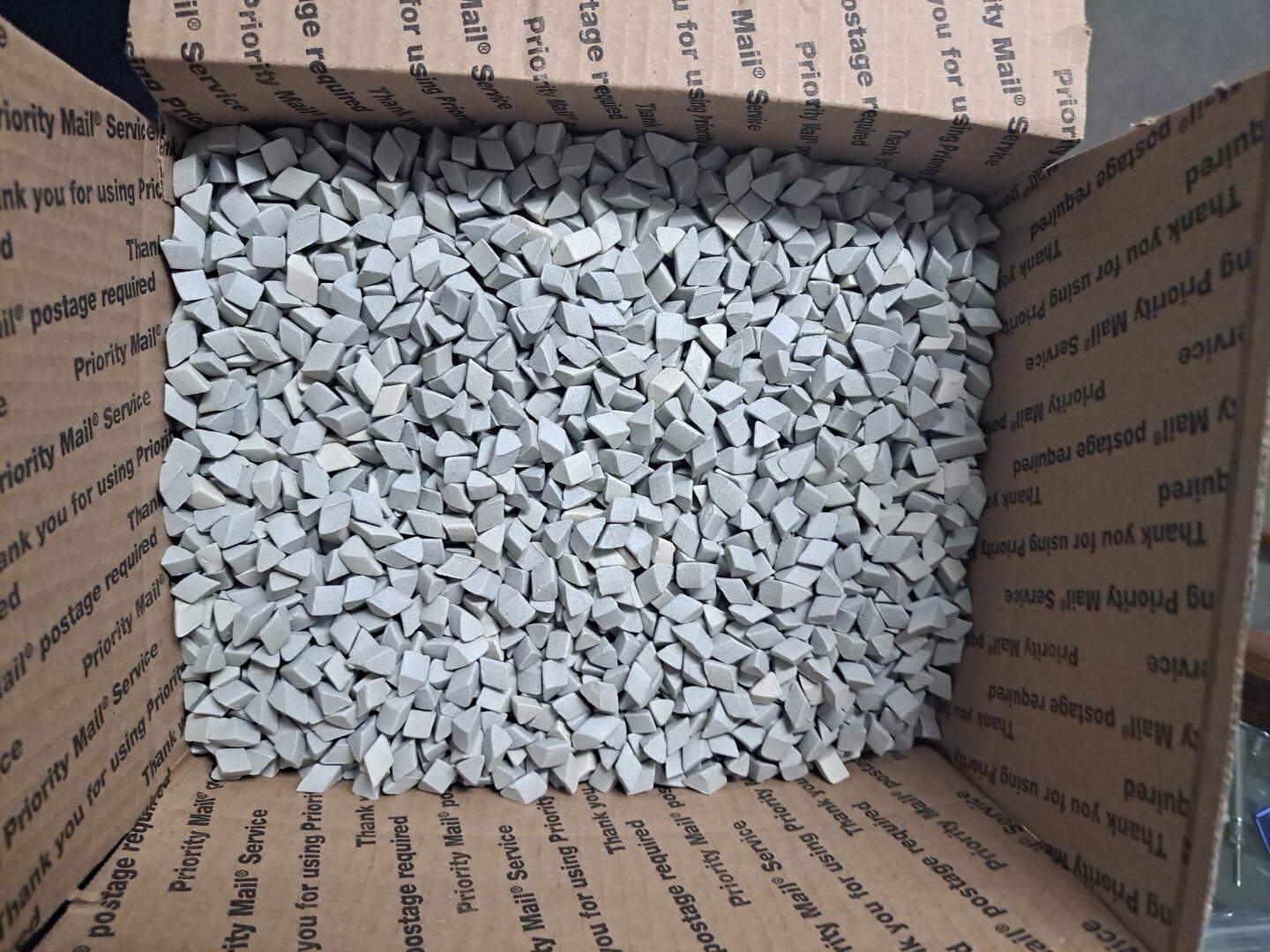 CERAMIC TUMBLING MEDIA 25 pounds of 3/8" x 3/8" Angle Cut Triangles