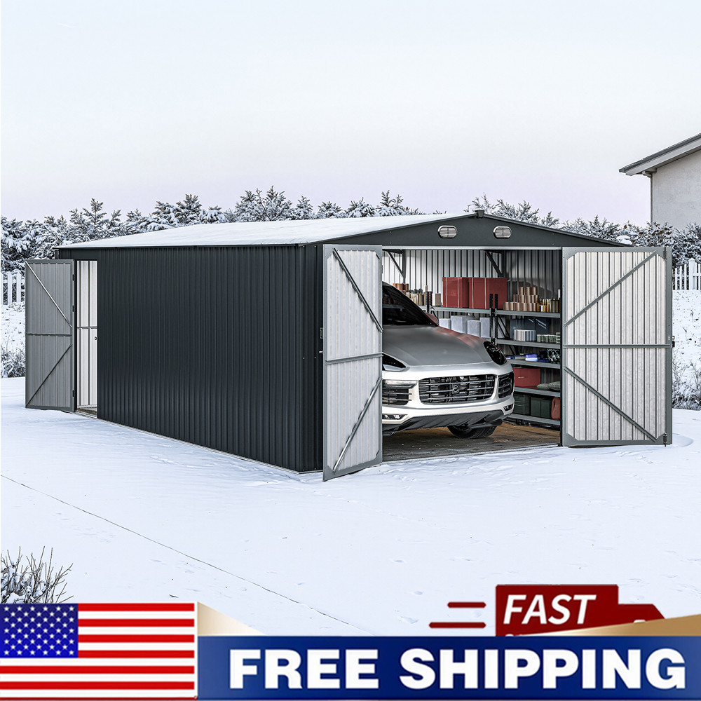 NEW 20'x13' Galvanized Metal Garage Shed Outdoor Storage Shed for Vehicle/Garden
