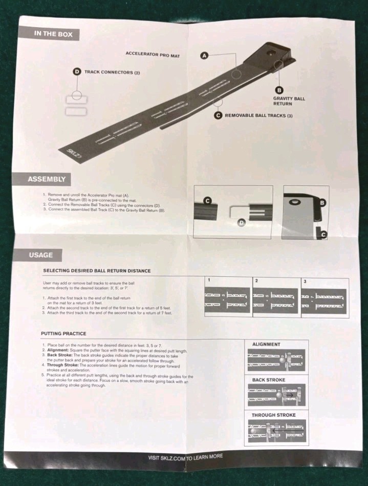SKLZ Accelerator Pro Golf Putting Green Mat With Auto Ball Return & Visual Guide