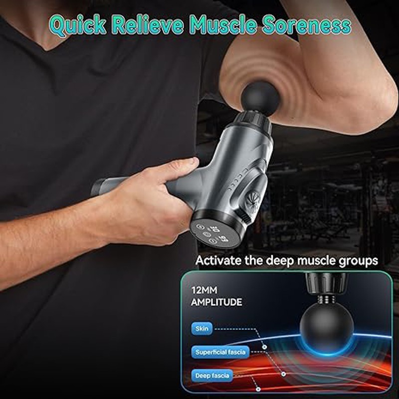 Massage Gun Deep Tissue Massager, 30 Speed Percussion Muscle Massager 9 Heads