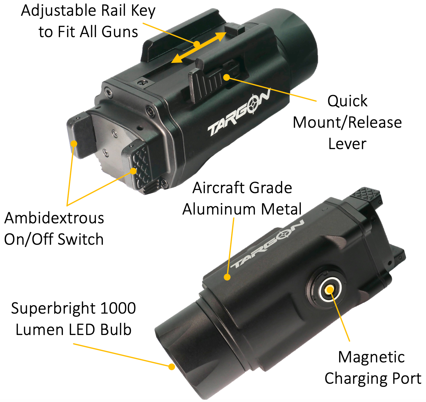 TACTICAL LED FLASHLIGHT RECHARGEABLE 1600 LUMENS STROBE GLOCK PISTOL GUN TLX-3N