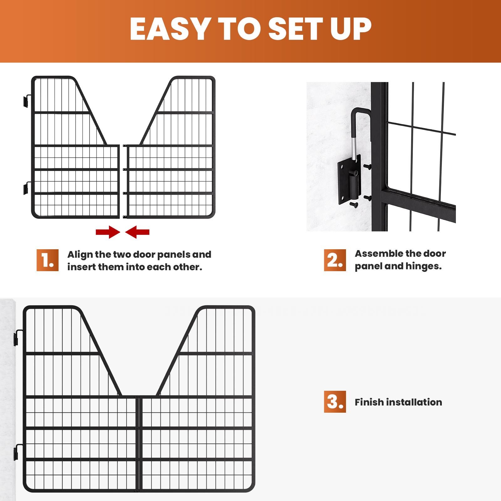 Livestock Gate 52"x42", Heavy Duty Steel Stall Guard Easy Installation Black