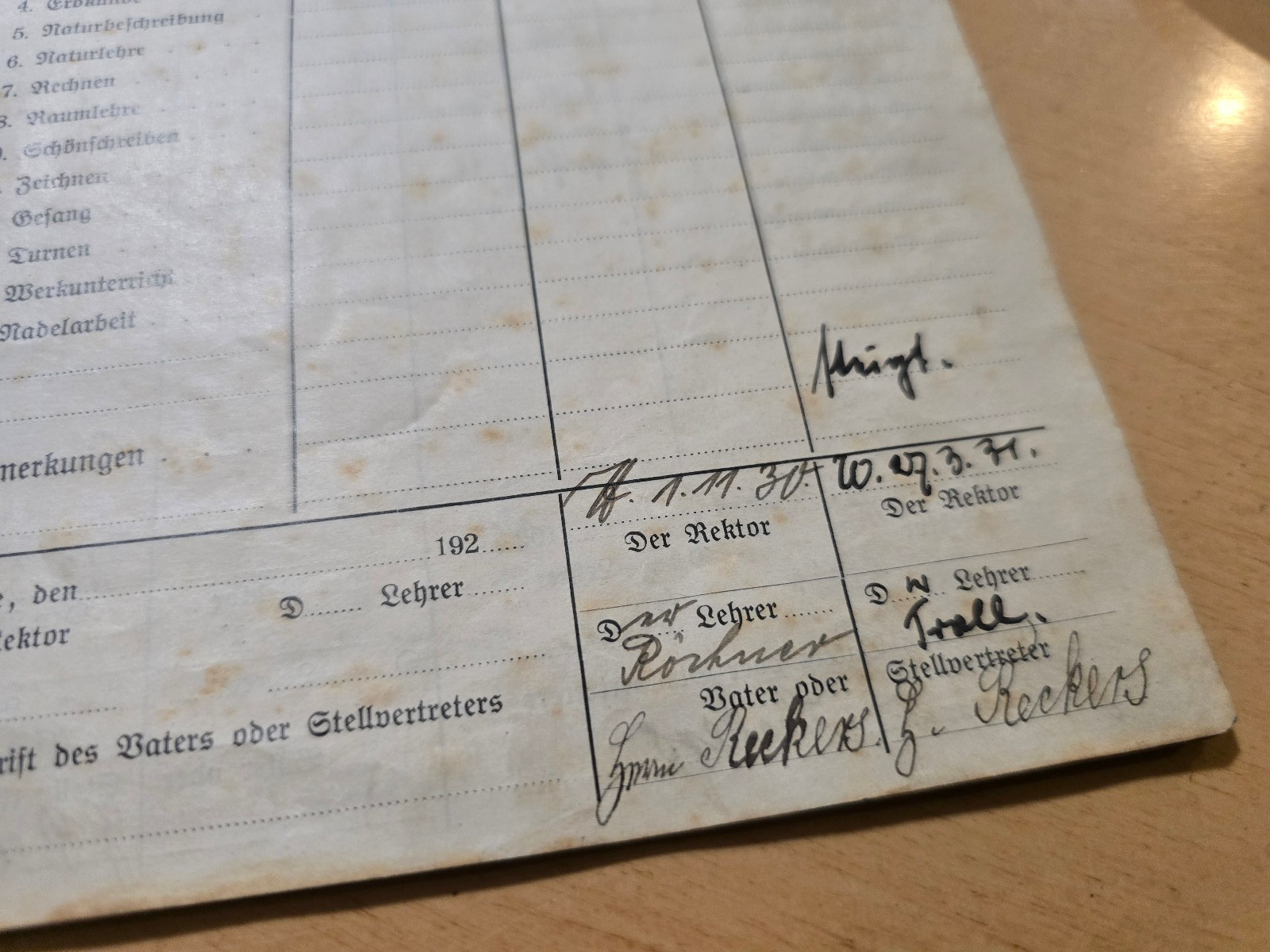 1930–1937 Third Reich Jugend German School Report Book Zeugnis Heft Wilhelm Reck