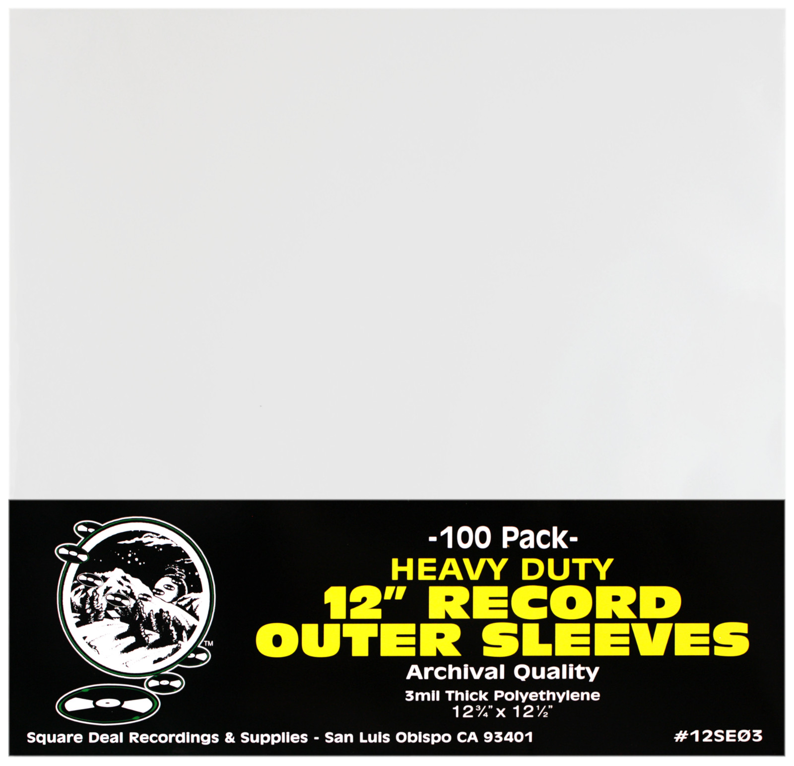 (100) 12" LP Record Outer Sleeves - Heavy Duty 3mil - ARCHIVAL SOFT 12SE03