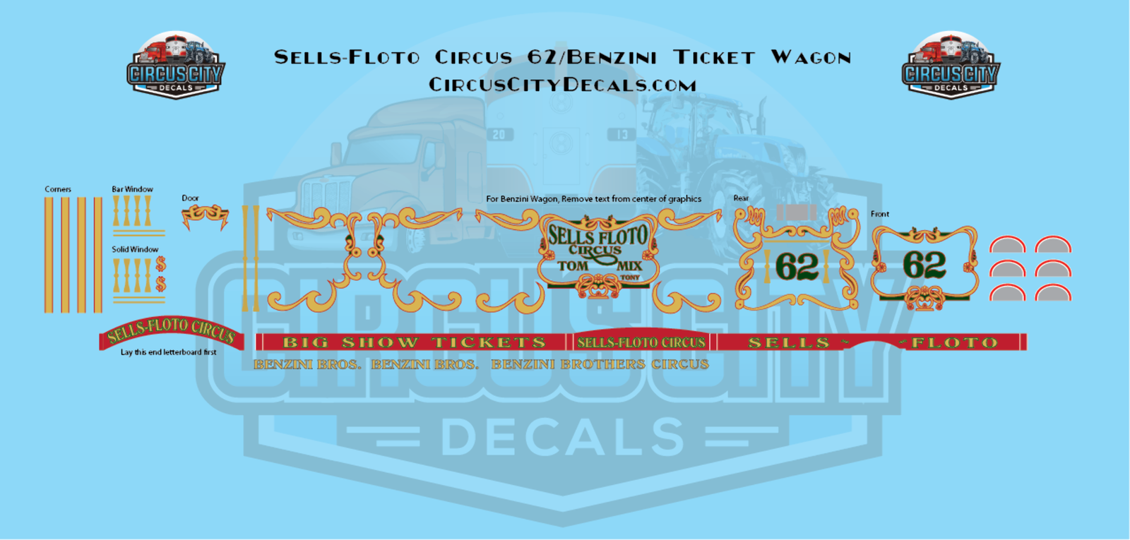 Sells-Floto Circus #62/Benzini Ticket Wagon Kit HO Scale