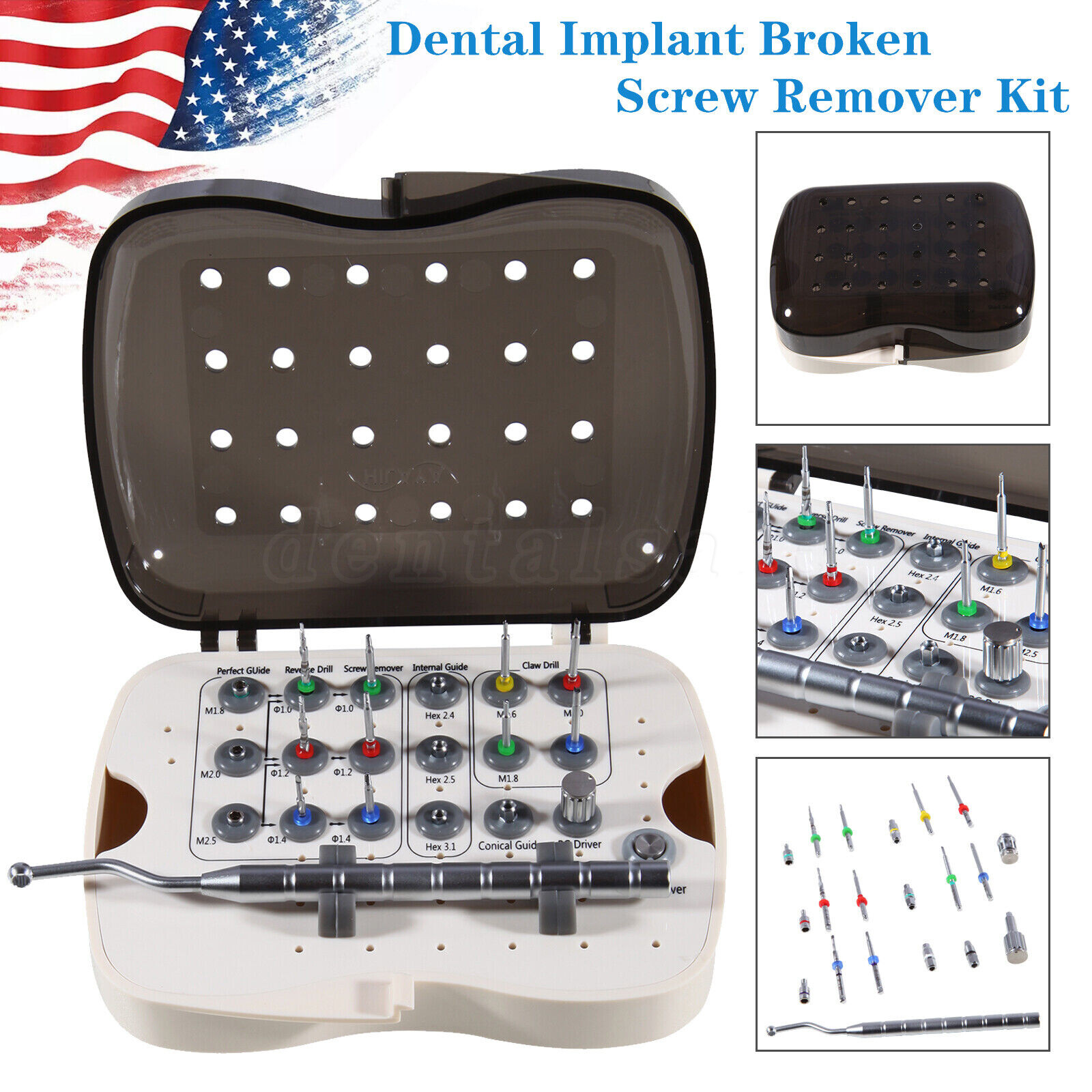 Dental Implant Fixture & Broken Screw Removal Kit Remove Surgical Tool Remover