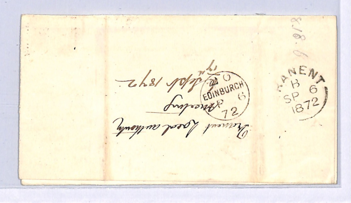 GB QV BANTAM ½d Plate 4 (LG) *TRANENT* Haddington 1872 Edinr Scotland XB52