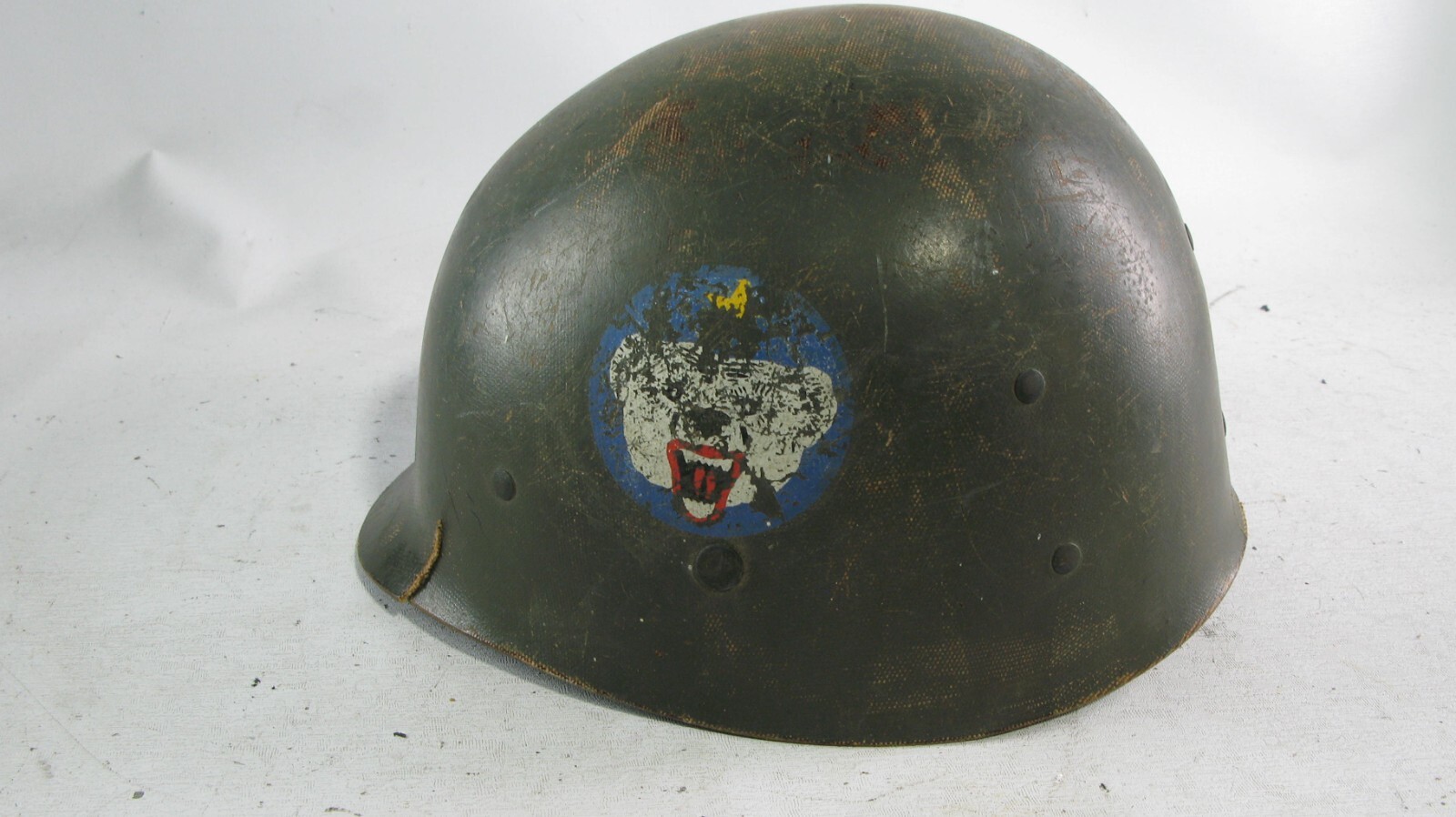WWII Battle of Alaska Alueteutiah Islands Officer Helmet Combat Stripe Aleutian