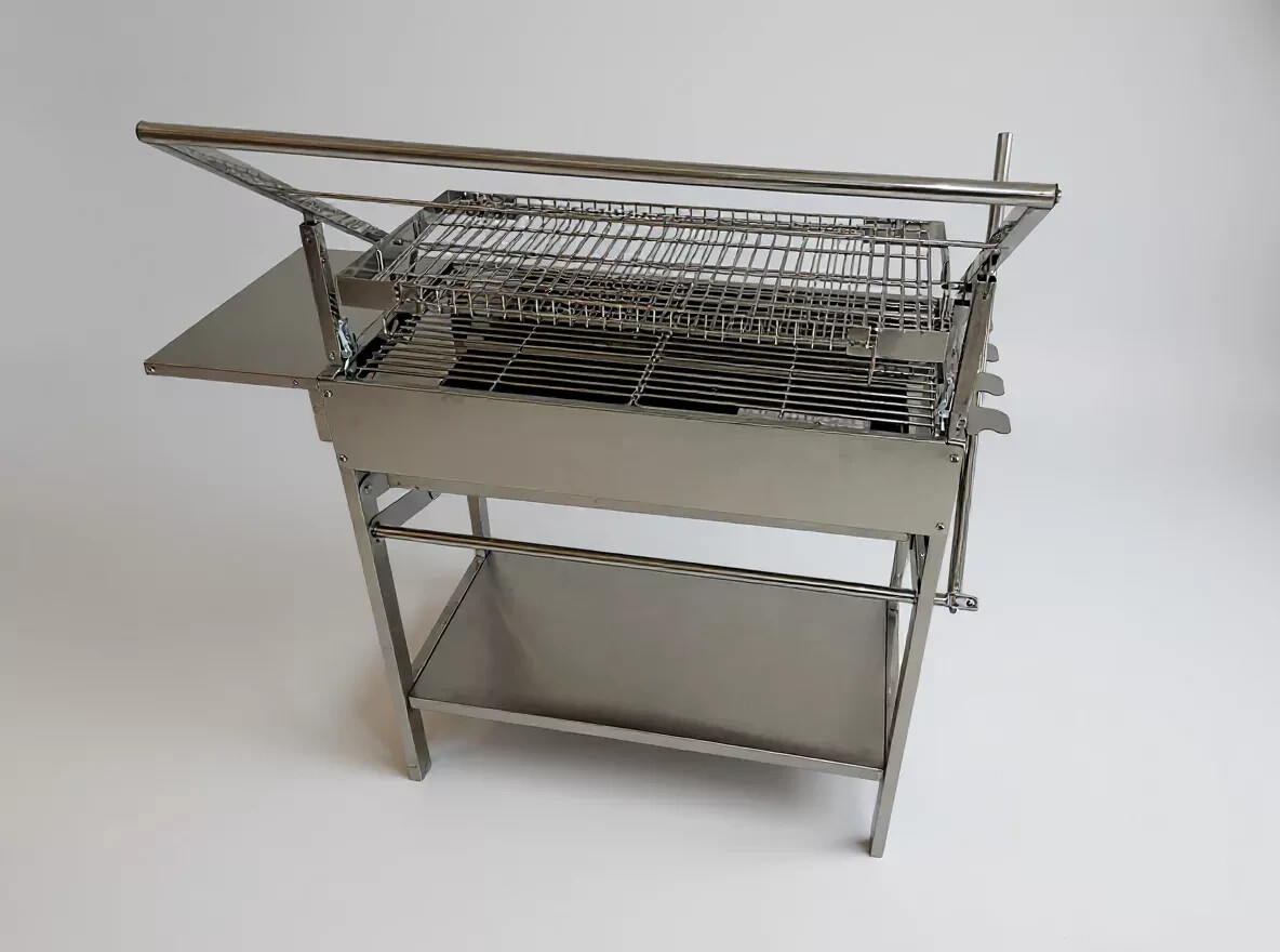 Stainless Steel Mangal Grill 3-in-1 BBQ Skewer Rotisserie Flip Basket Adjustable