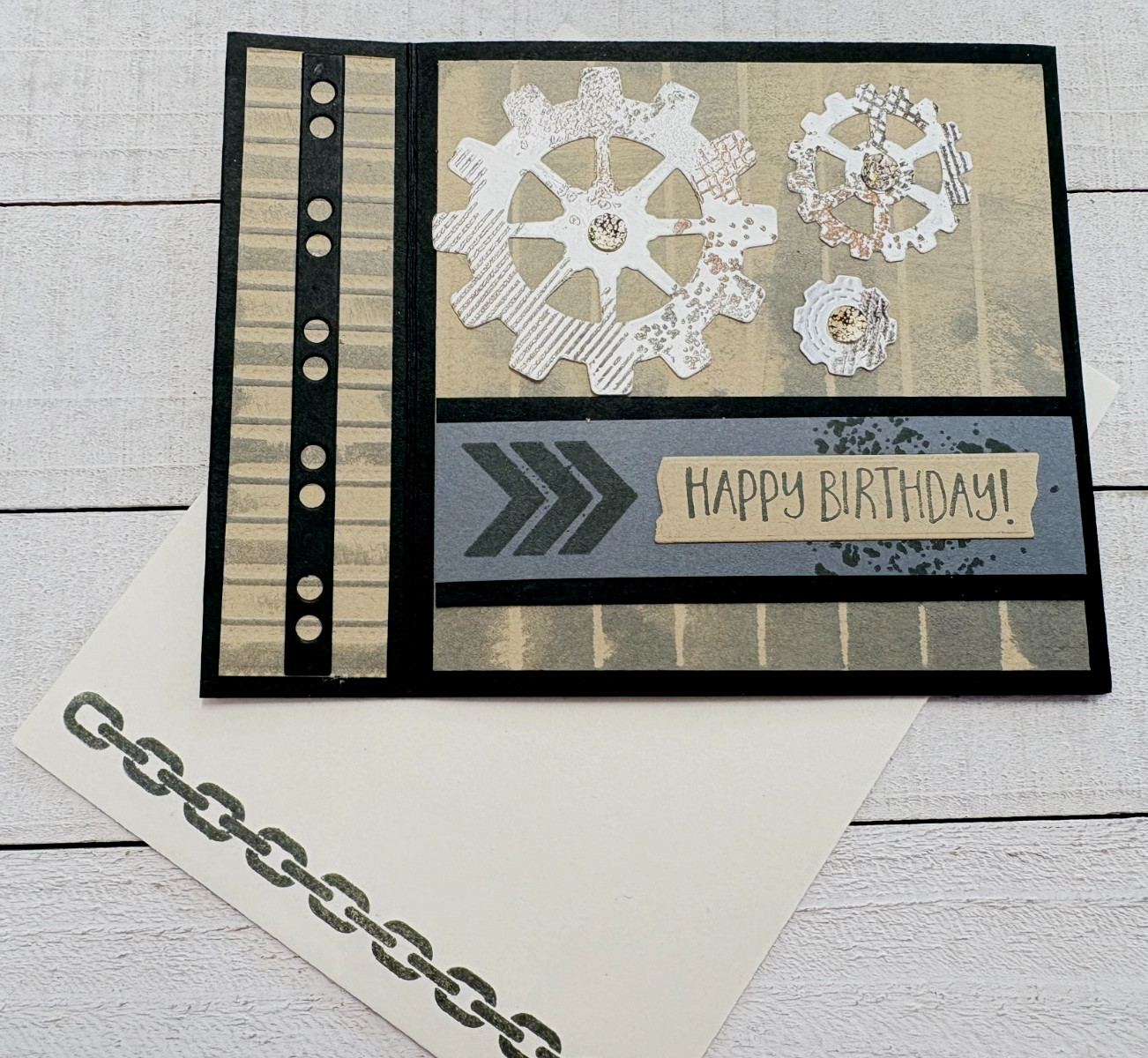 Stampin' Up! Card Kit - GEARS AND TEXTURES - All Inclusive Set of 4 Cards