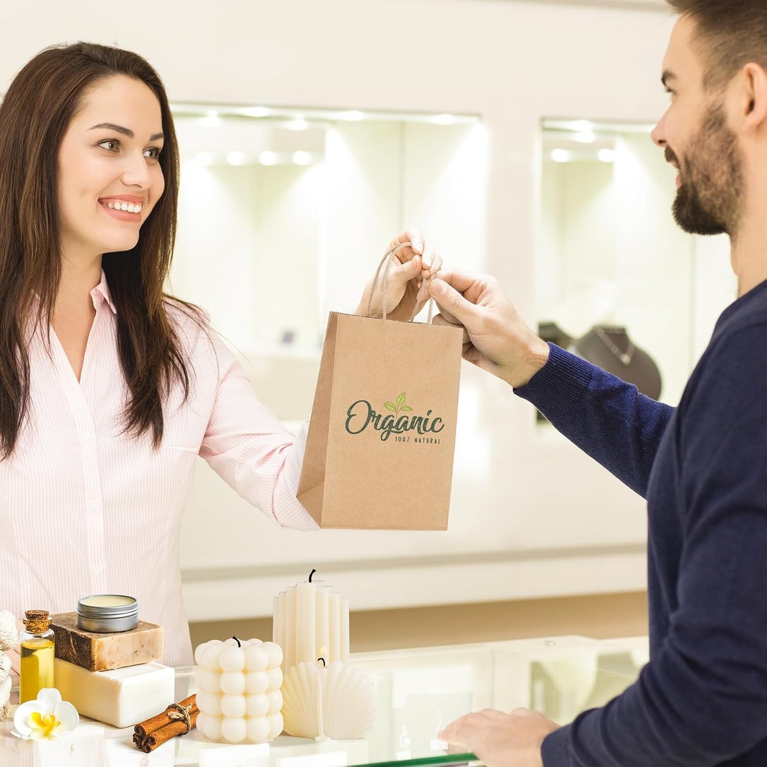 Kraft Paper Bags with Handles Party Shopping Gift Bags Bulk Brown White Black