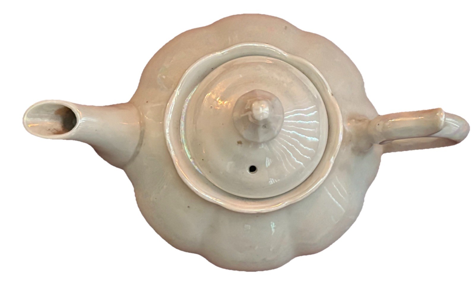 Vtg Limited Edition Saji White Iridescent Teapot Made in Japan Fancy China 5/402