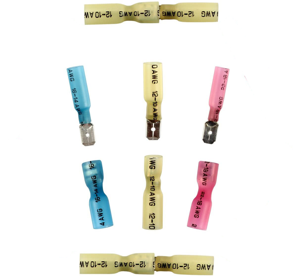 220x Waterproof Heat Shrink Spade Wire Connectors Electrical Crimp Terminals set