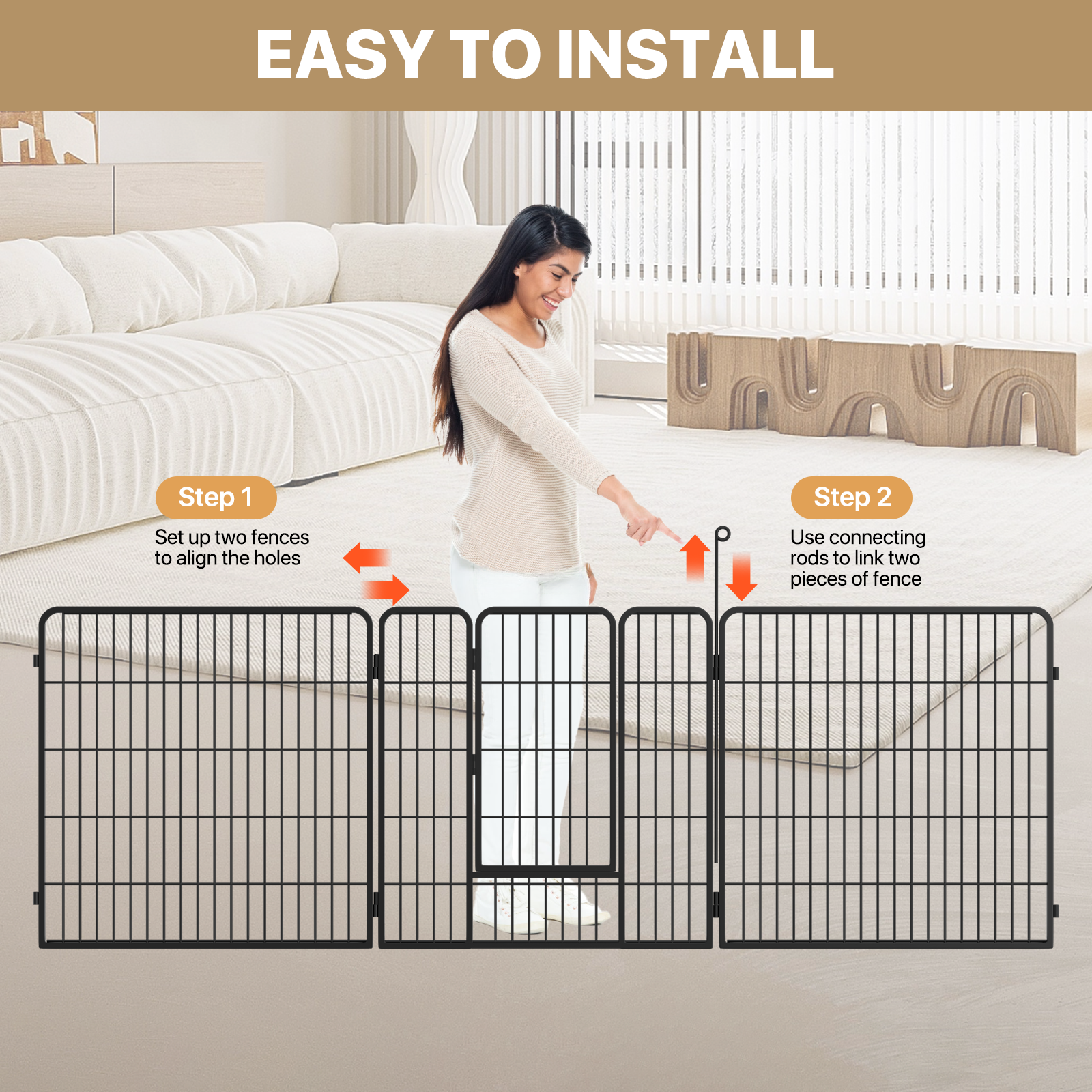 31" Portable Dog Playpen 10 Panel Heavy Duty Metal Exercise Fence Kennel w/Doors