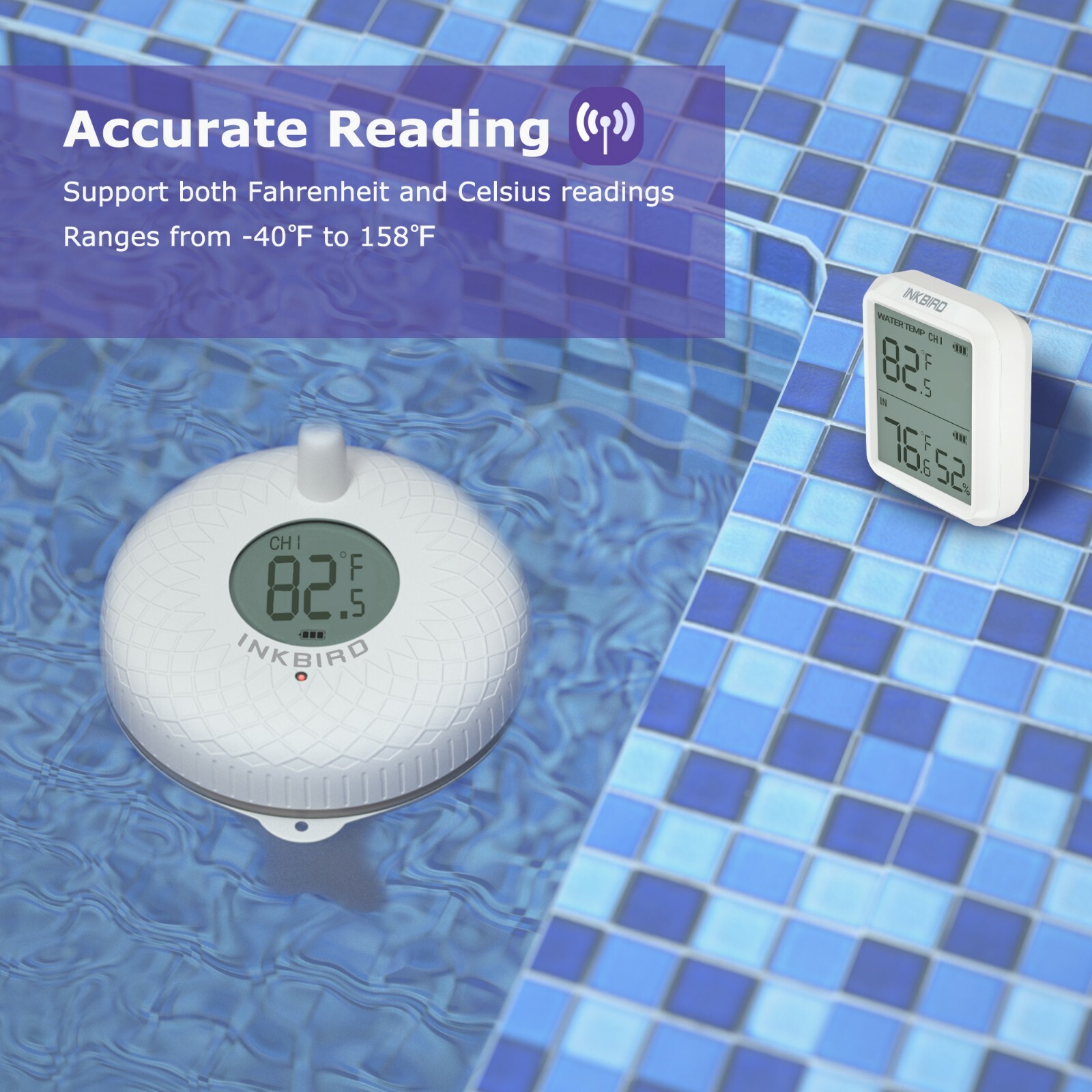 Inkbird Wireless Floating Thermometer 300ft Remote Measure Pool Pond Waterproof
