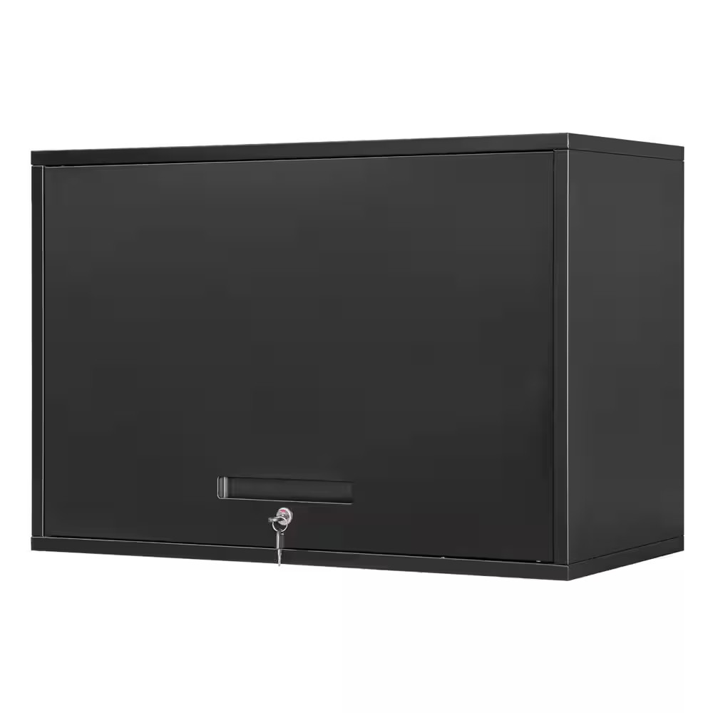 Black 31.5 In. W X 21.6 In. H X 15.7 In. D Steel Garage Wall Cabinet with 2 Shel