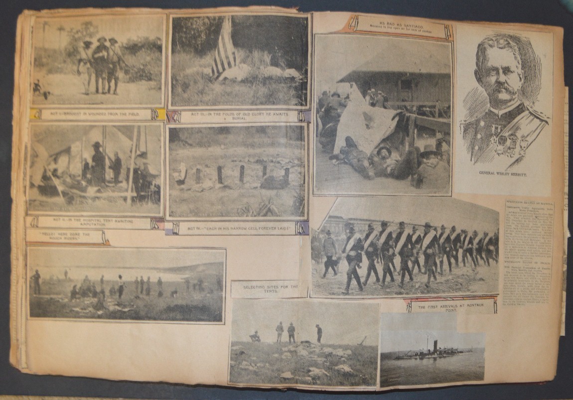Antique 1898 SPANISH AMERICAN WAR SCRAPBOOK, Huge, Original ! Remember the Maine