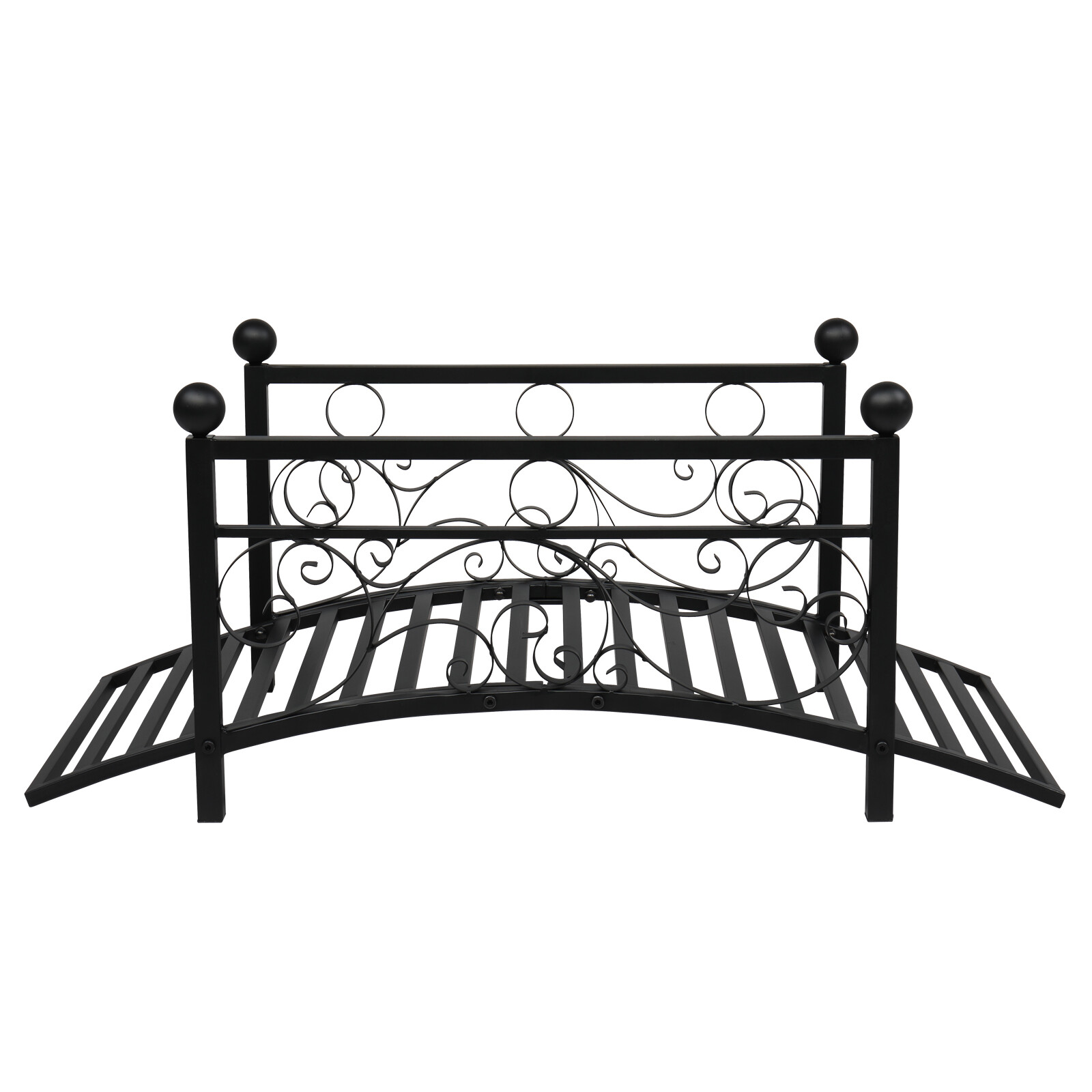 Outdoor Metal Garden Bridge with Security Guardrail for Patio Pond Backyard US
