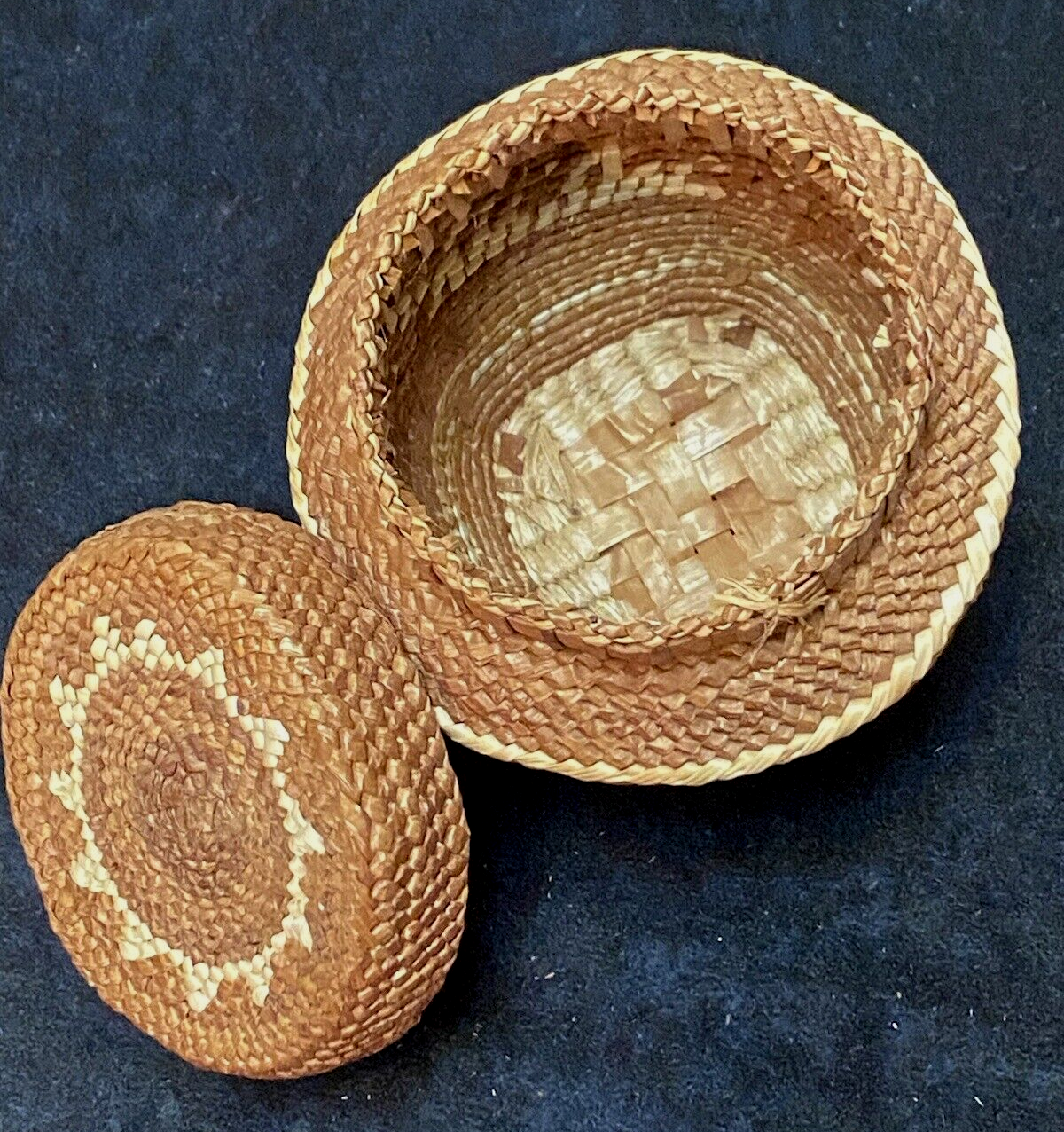 Northwest Coast Makah Indian Lidded Jar Basket