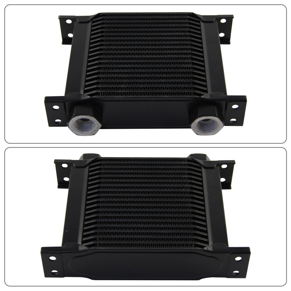 Universal 19 Row Transmission Engine Oil Cooler M22×1.5 Female Ports Aluminum