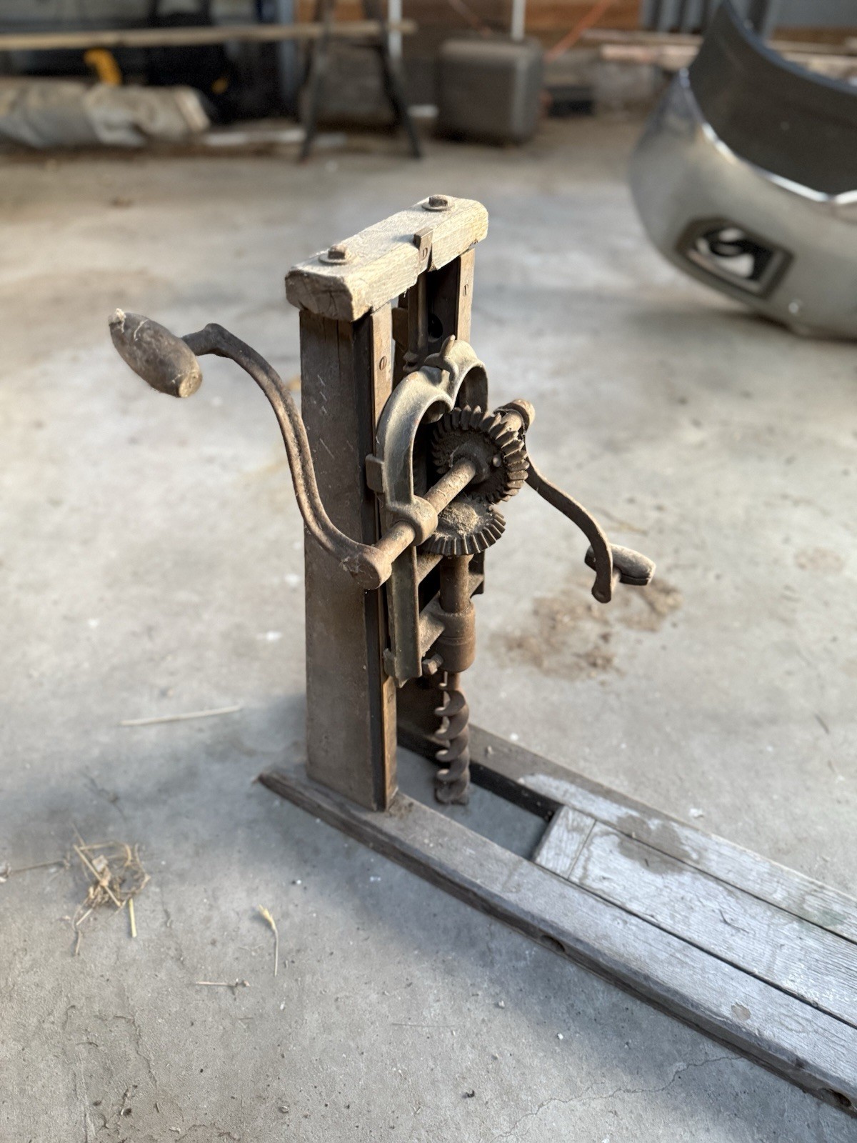 Antique Folding Hand Crank Barn/Post/Beam Drill Boring Machine