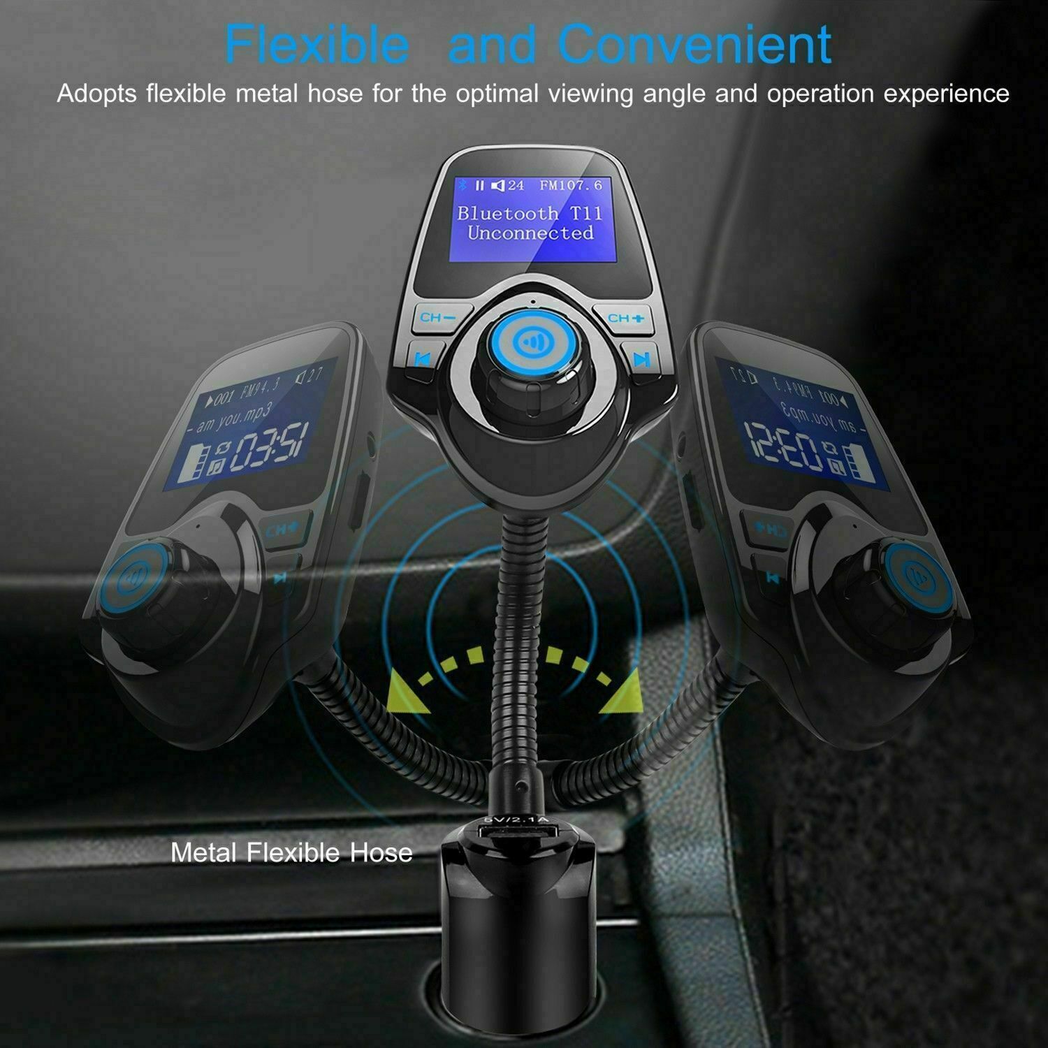 Wireless In-Car Bluetooth FM Transmitter MP3 Radio Adapter Car Kit USB Charger